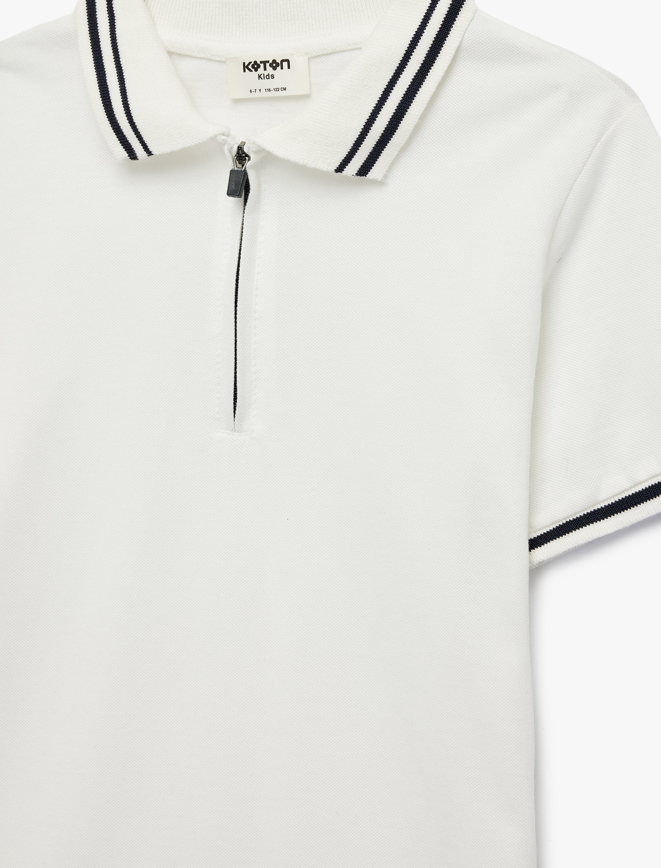  Erkek Çocuk Fermuar Detaylı Kısa Kollu Pamuklu Polo Yaka Tişört