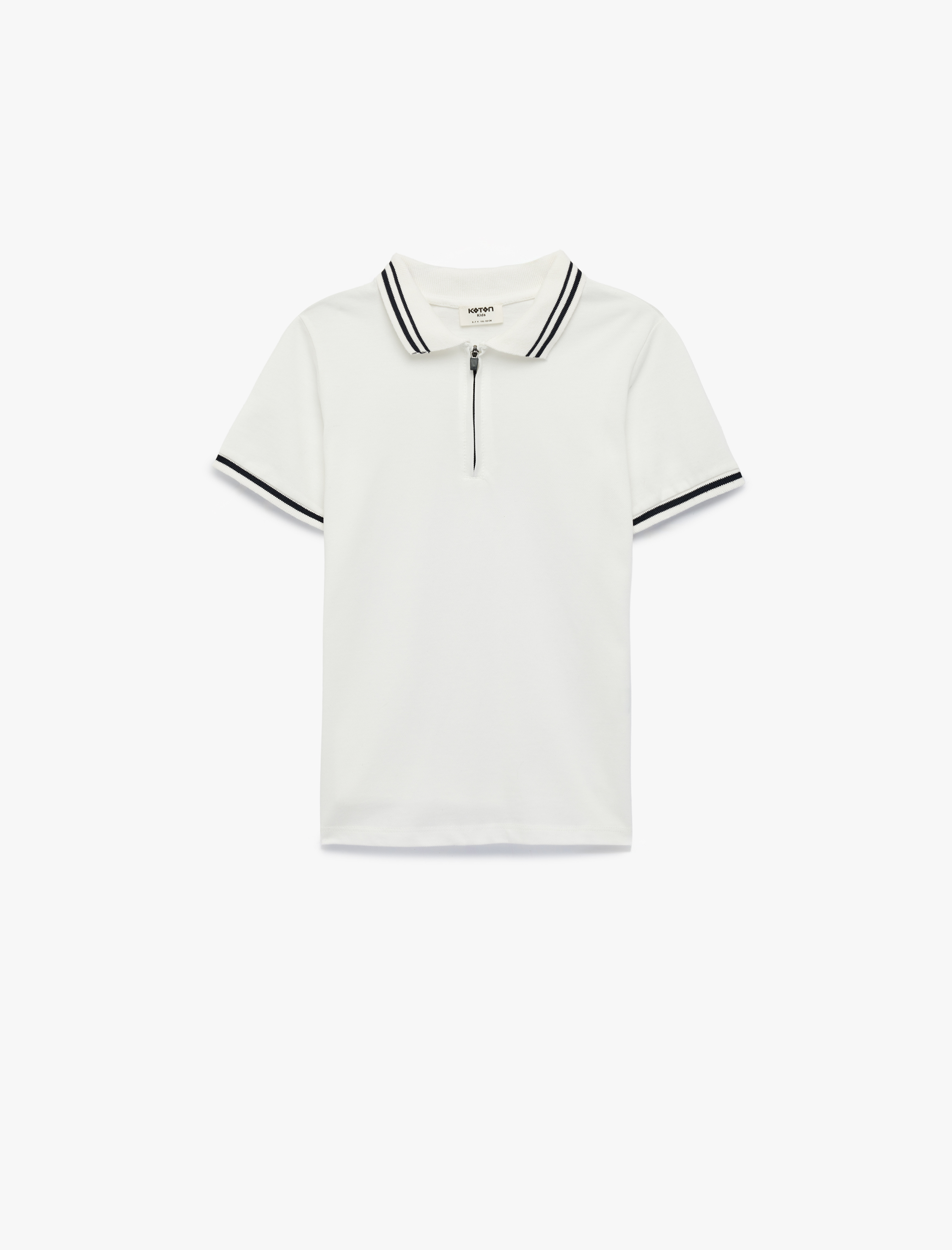  Erkek Çocuk Fermuar Detaylı Kısa Kollu Pamuklu Polo Yaka Tişört