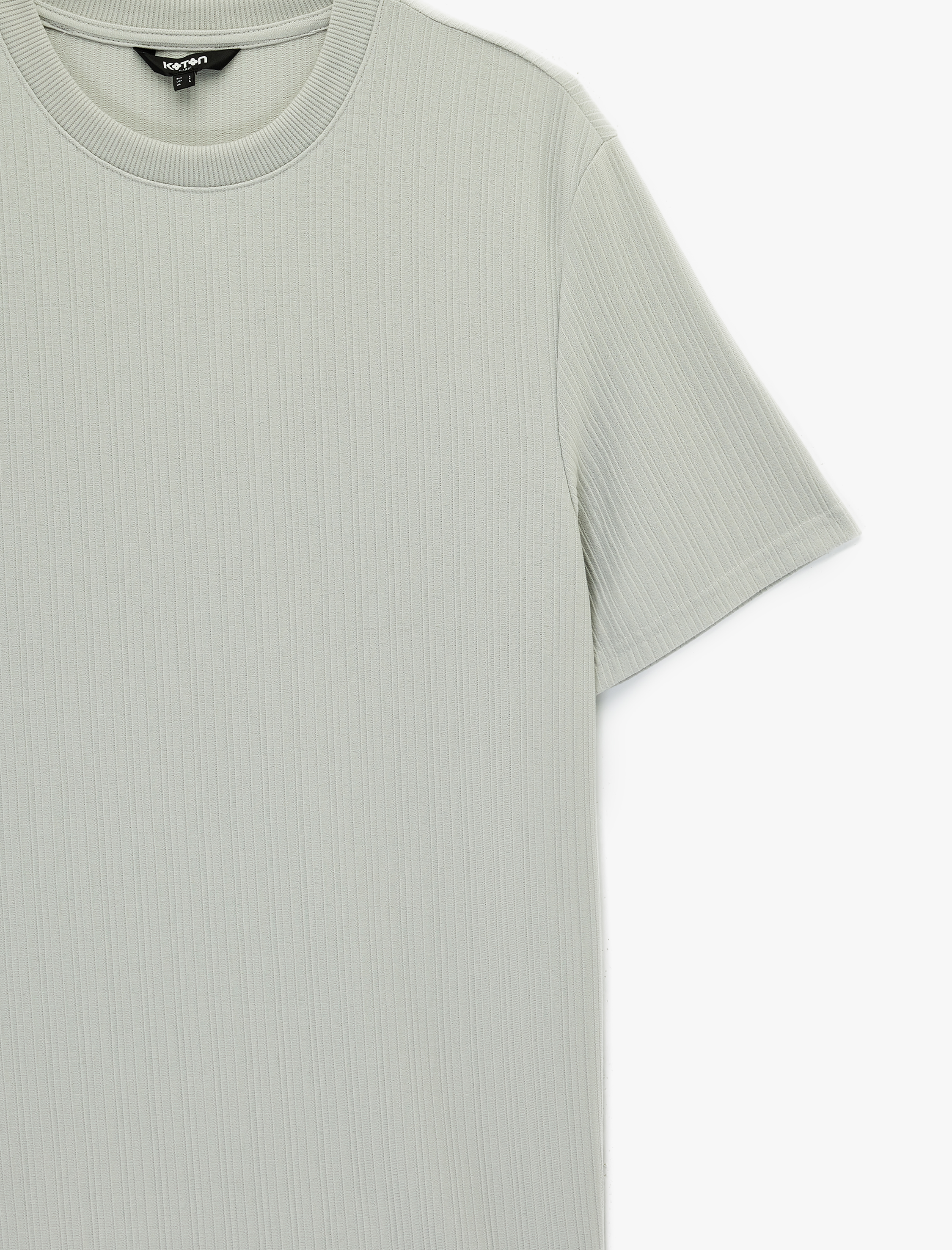   Regular Fit Kısa Kollu Dokulu Bisiklet Yaka Tişört