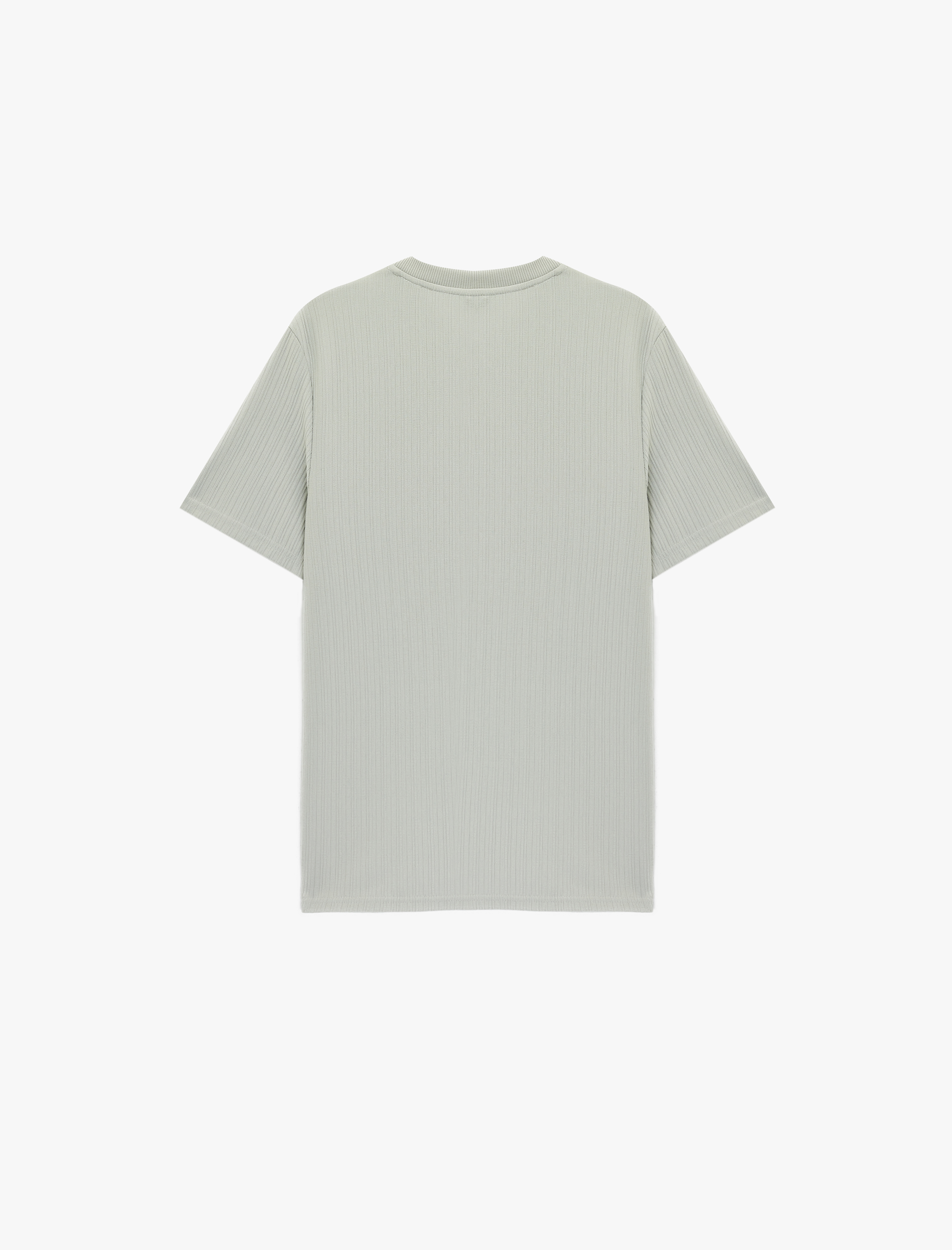   Regular Fit Kısa Kollu Dokulu Bisiklet Yaka Tişört