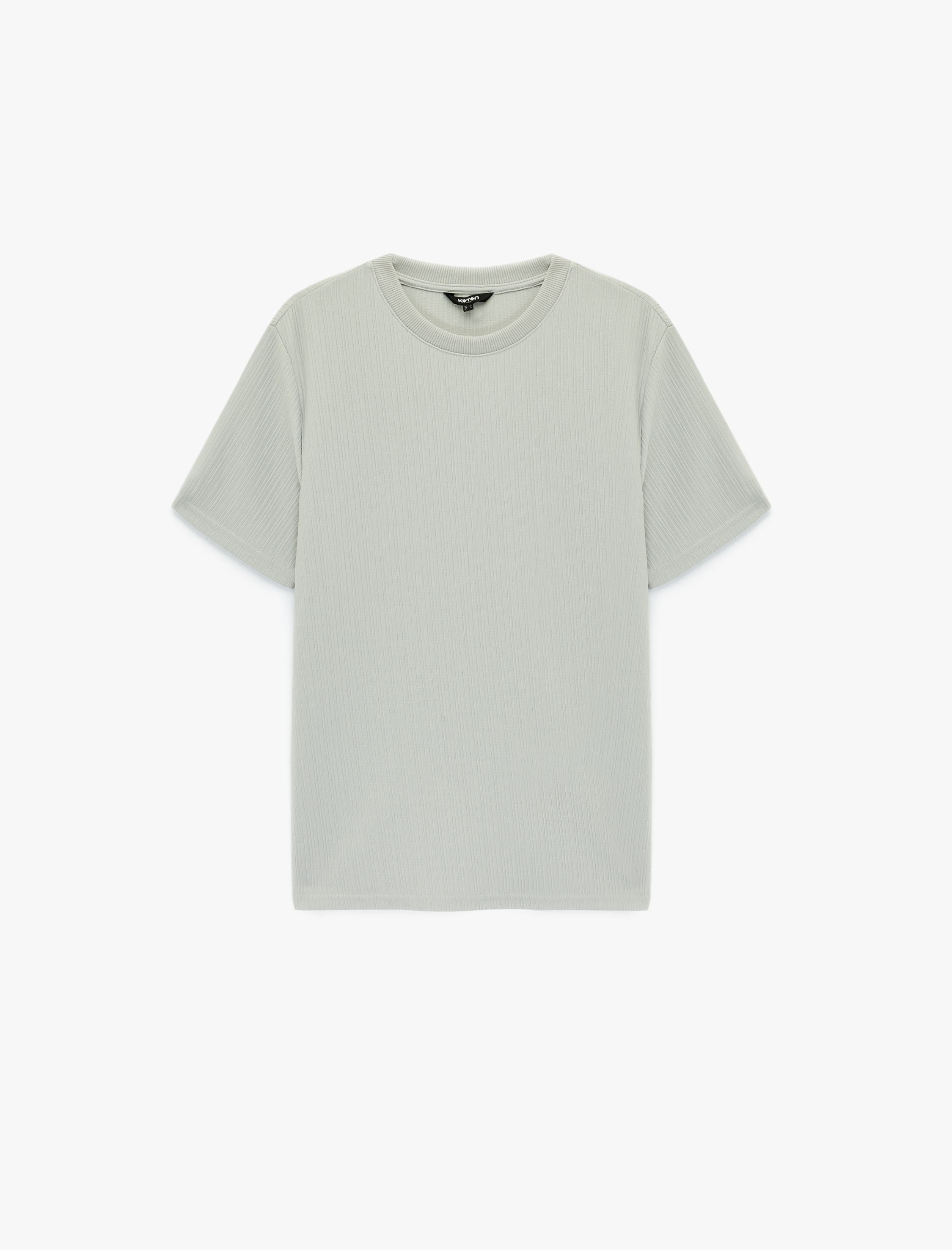   Regular Fit Kısa Kollu Dokulu Bisiklet Yaka Tişört