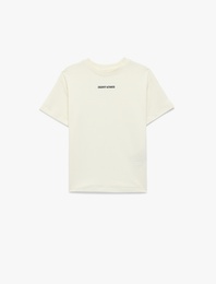 Pamuklu Kısa Kollu Baskılı Bisiklet Yaka Oversize Tişört