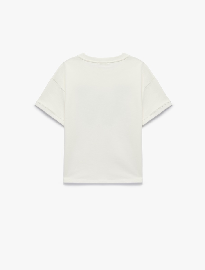 Erkek Çocuk Pamuklu Kısa Kollu Bisiklet Yaka Baskılı Oversize Tişört