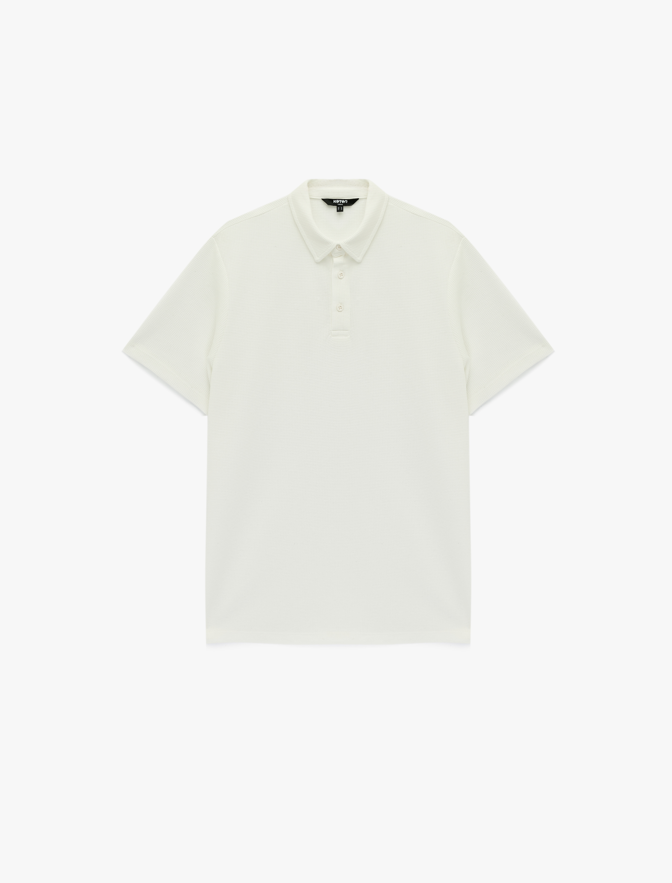   Regular Fit Waffle Dokulu Düğmeli Kısa Kollu Polo Yaka Tişört