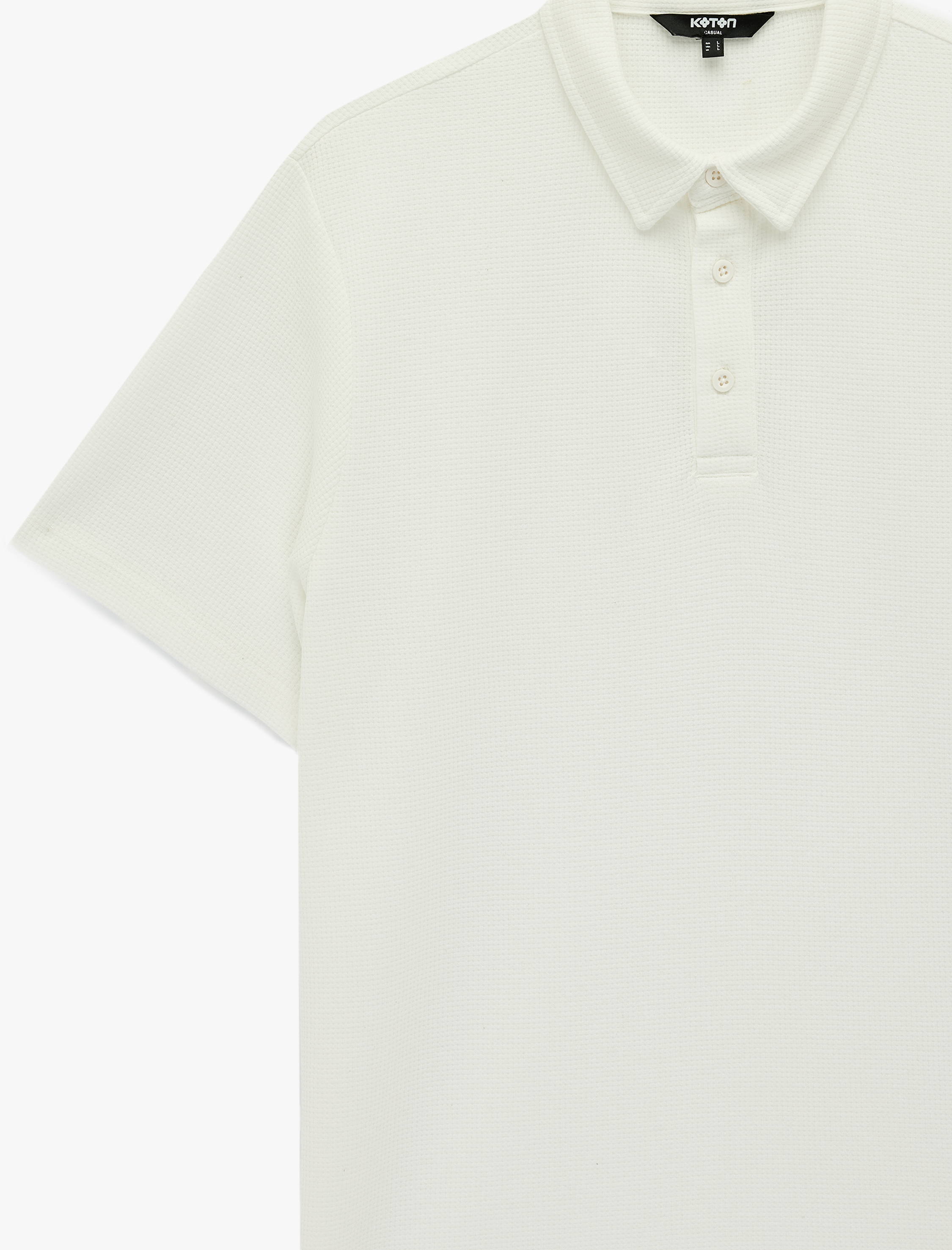   Regular Fit Waffle Dokulu Düğmeli Kısa Kollu Polo Yaka Tişört