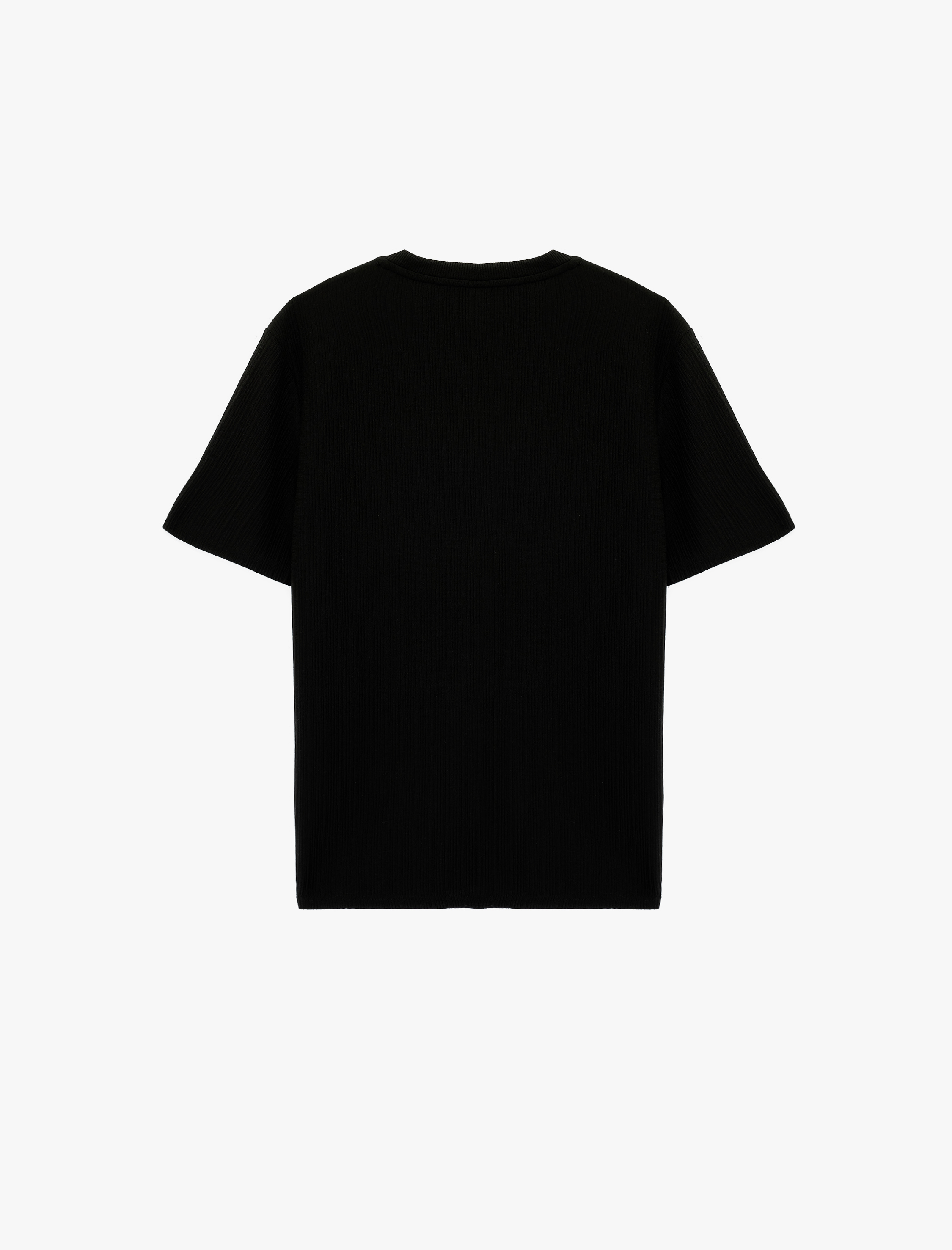   Regular Fit Kısa Kollu Dokulu Bisiklet Yaka Tişört