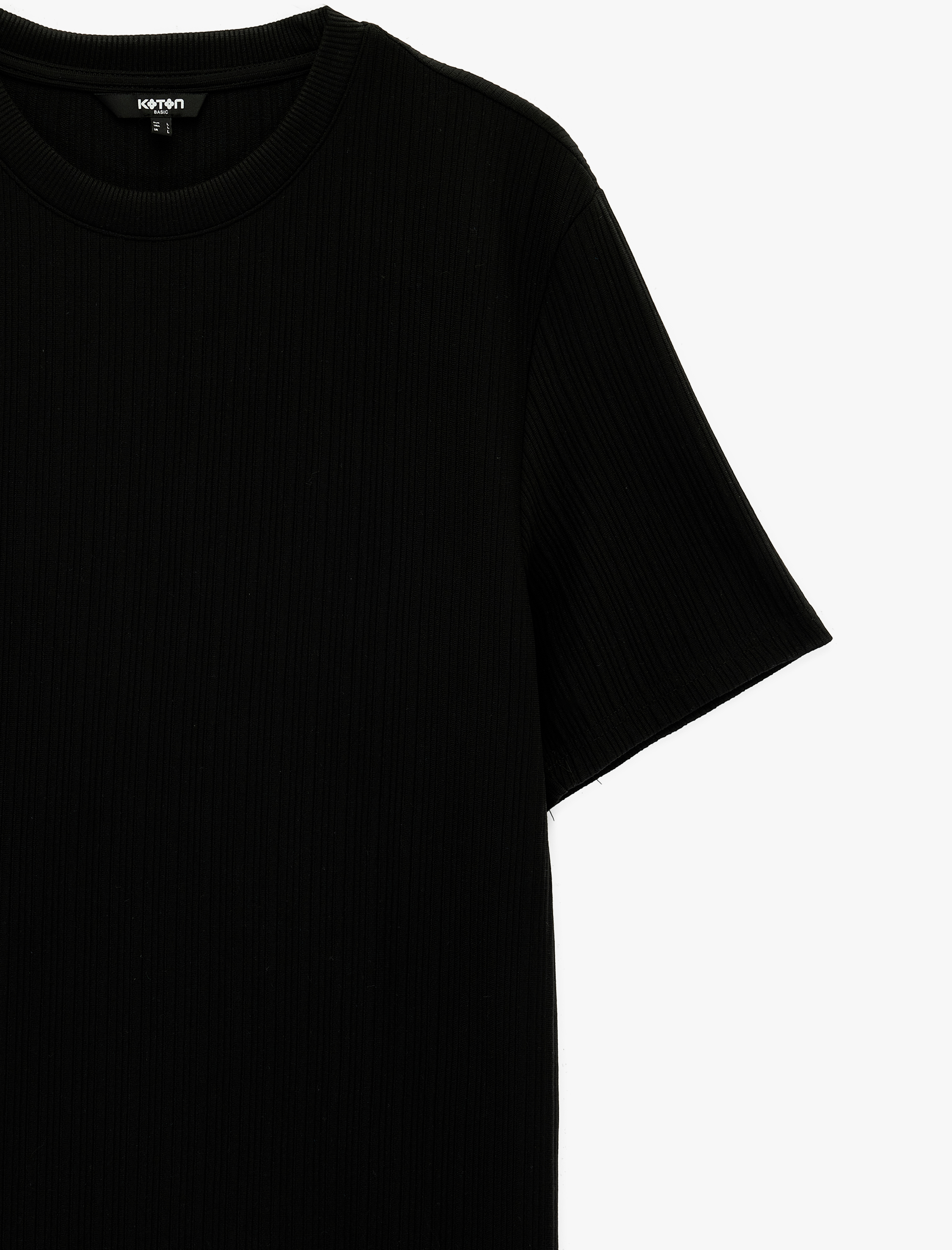   Regular Fit Kısa Kollu Dokulu Bisiklet Yaka Tişört