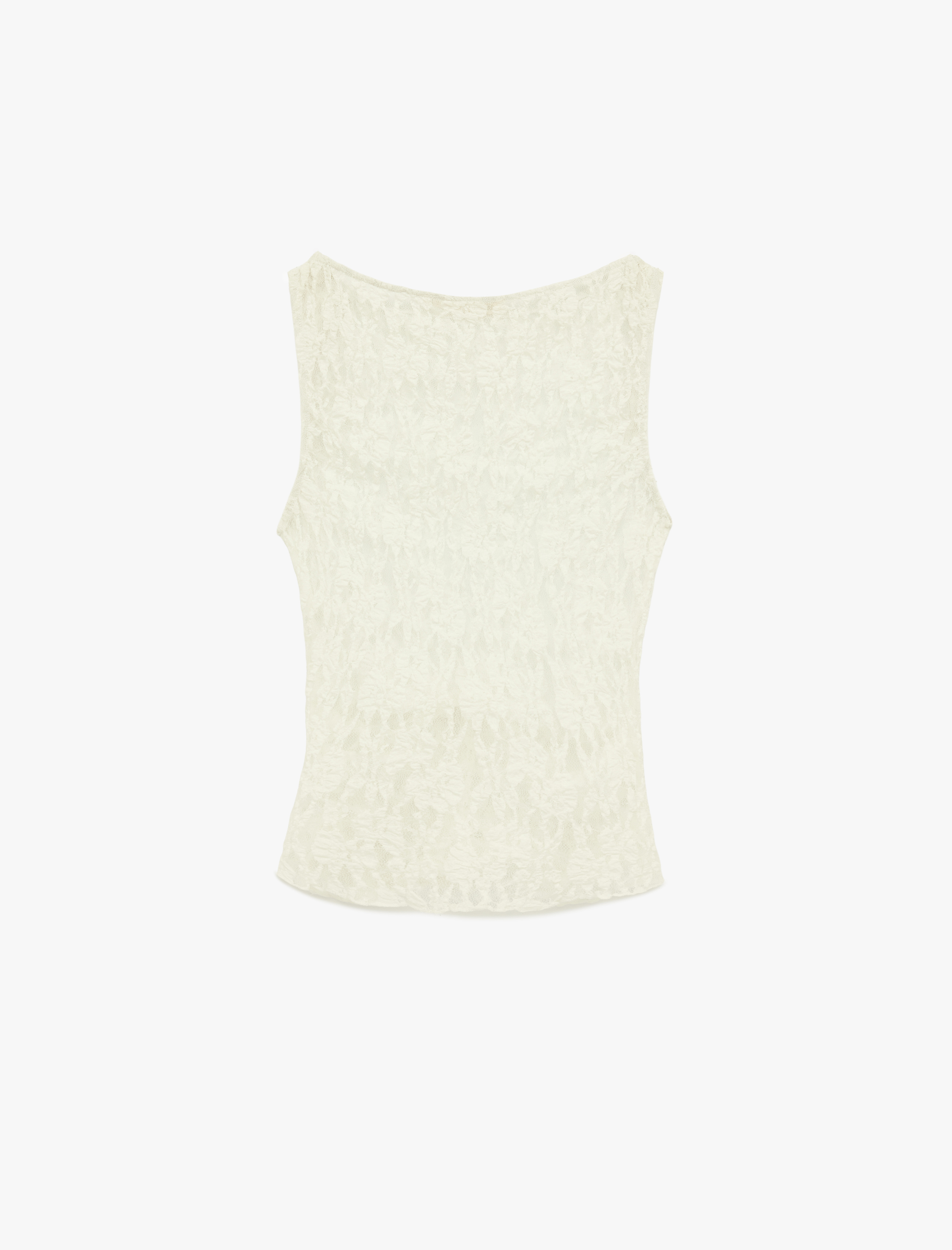   Slim Fit Kolsuz Yuvarlak Yaka Dantelli Bluz