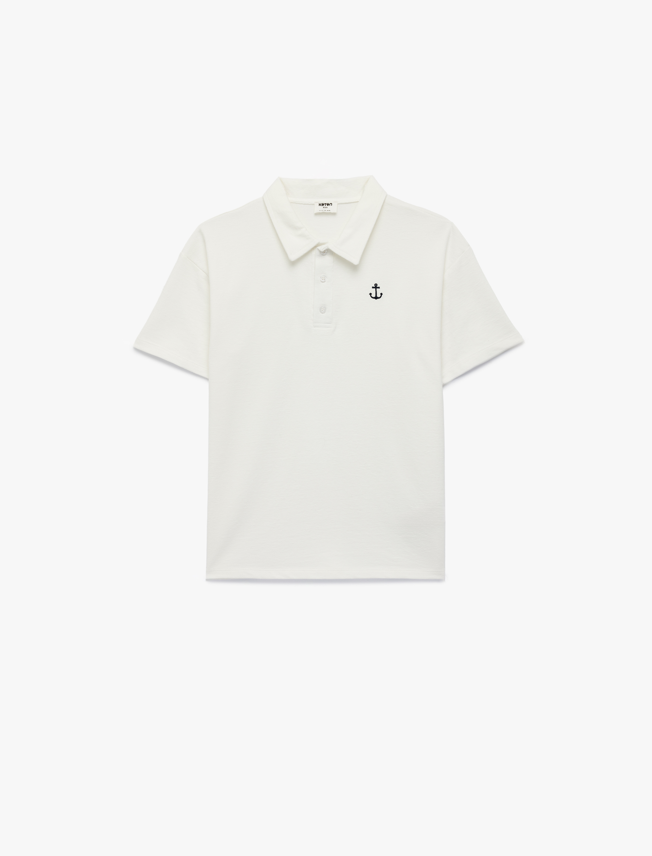  Erkek Çocuk Nakış Detaylı Kısa Kollu Pamuklu Polo Yaka Tişört