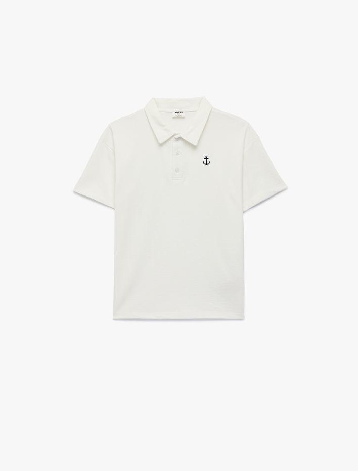 Erkek Çocuk Nakış Detaylı Kısa Kollu Pamuklu Polo Yaka Tişört