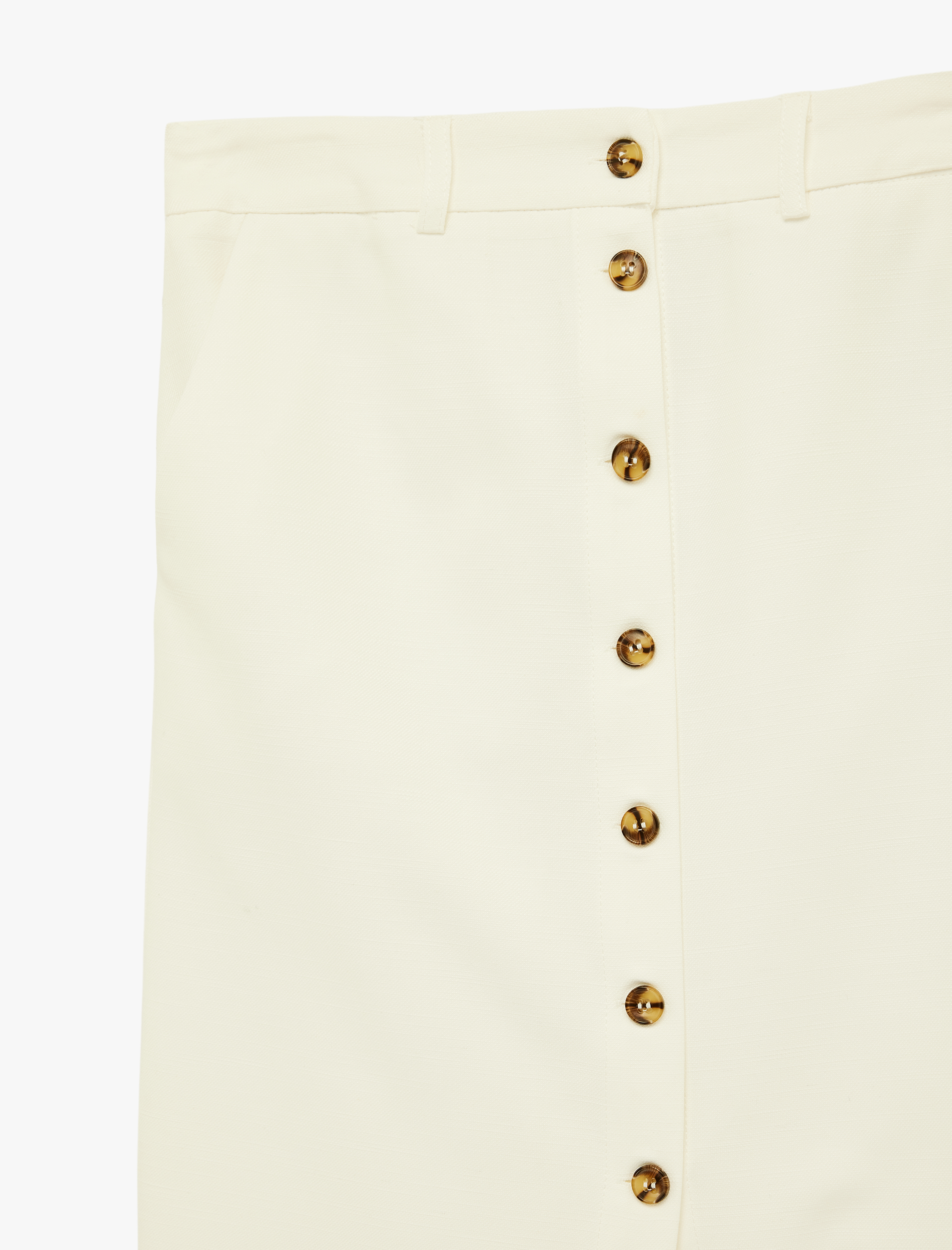   Düğmeli Viskon Karışımlı Yırtmaç Detaylı Midi Etek