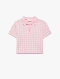 Kısa Kollu Düğmeli Polo Yaka Ekoseli Polo Yaka Tişört