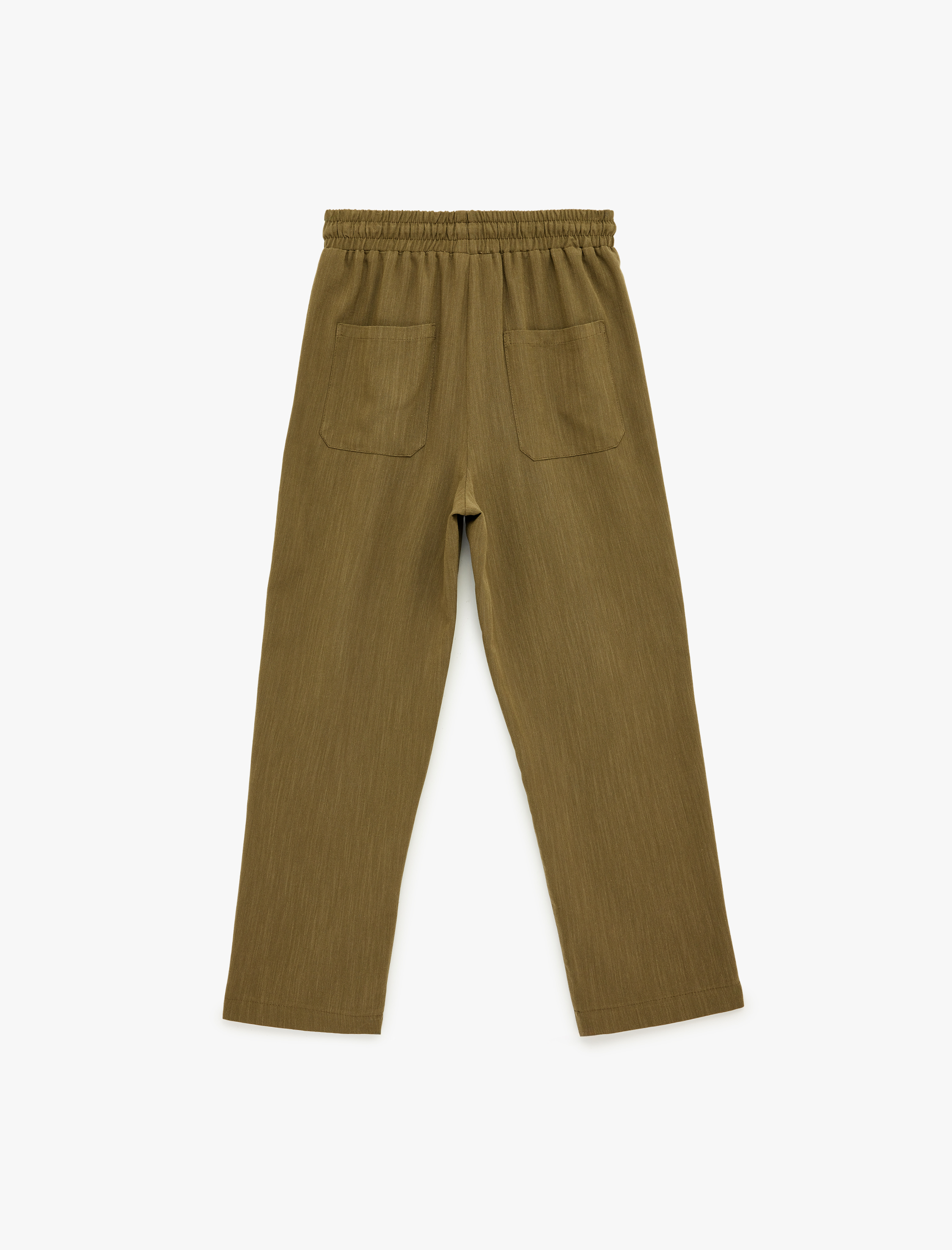   Keten Görünümlü Beli Bağcıklı Cepli Havuç Pantolon