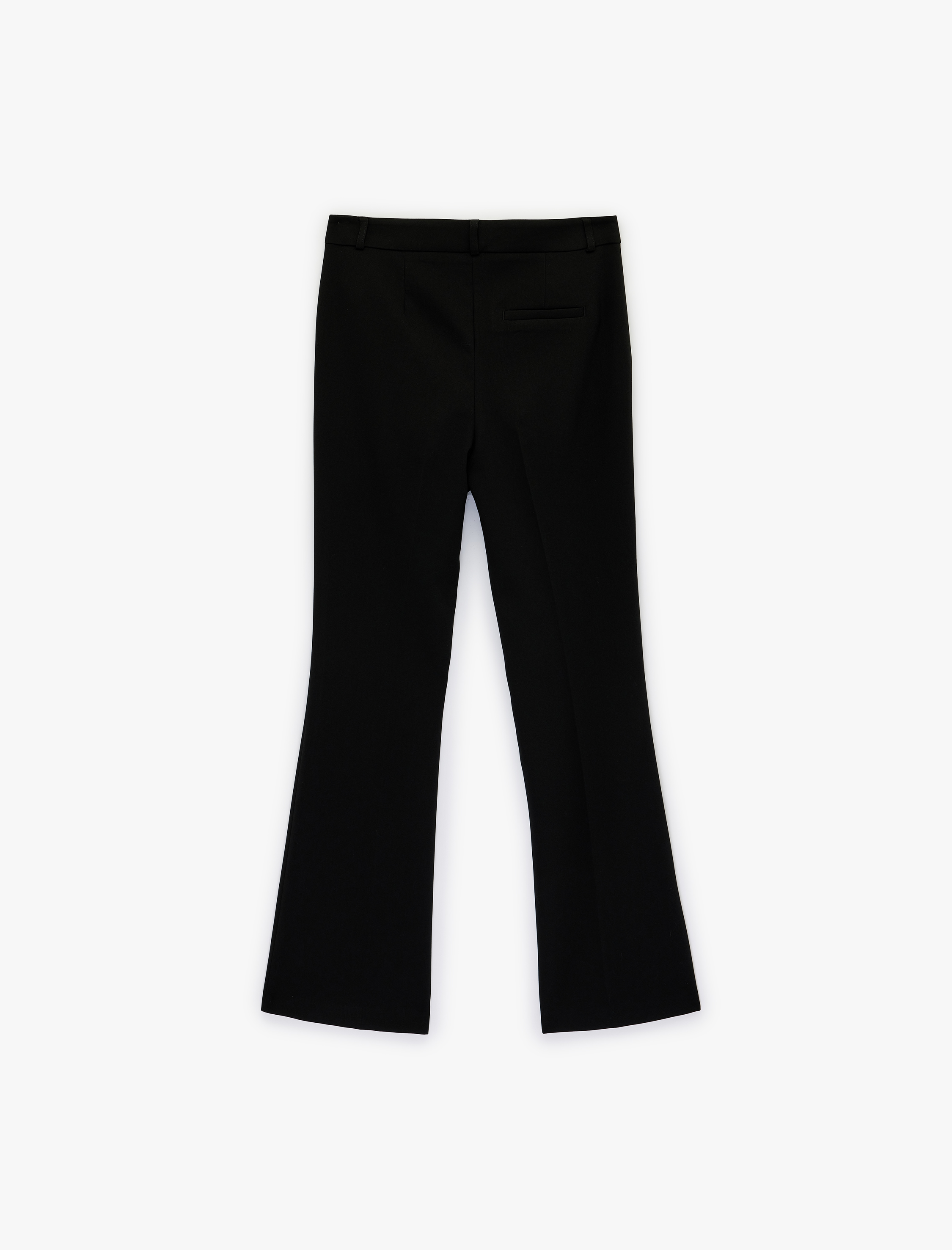   Düğmeli Normal Bel Viskon Karışımlı İspanyol Paça Pantolon