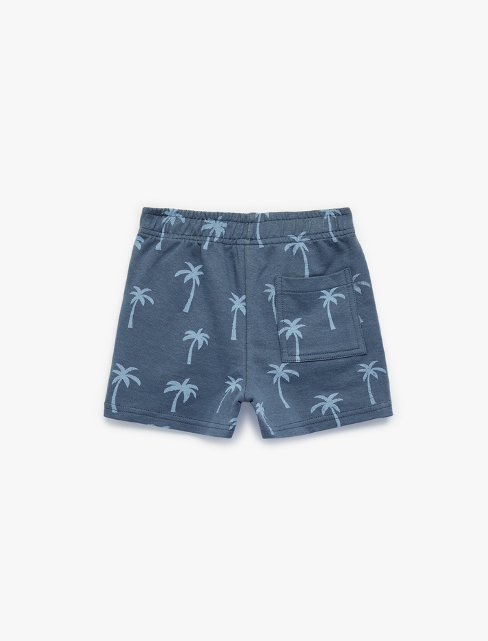 Erkek Bebek Palmiye Desenli Rahat Kesim Cepli Pamuklu Şort
