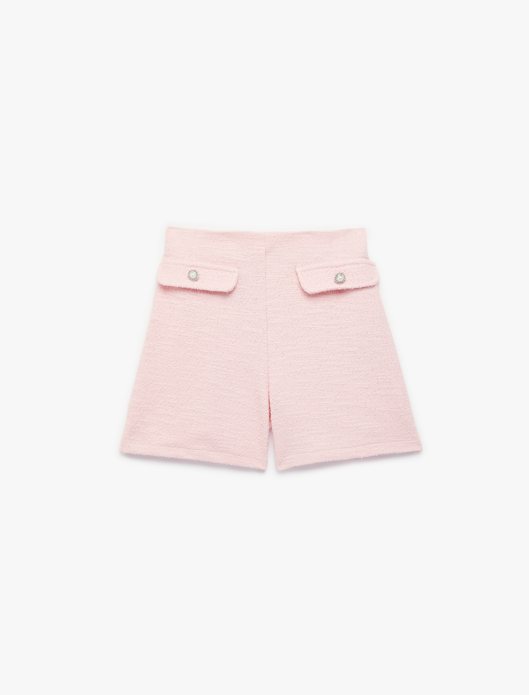  Kız Çocuk Beli Lastikli Kapaklı Cep Detaylı Tüvit Şort