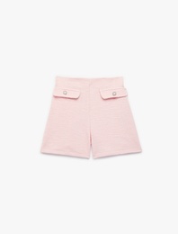 Beli Lastikli Kapaklı Cep Detaylı Tüvit Şort