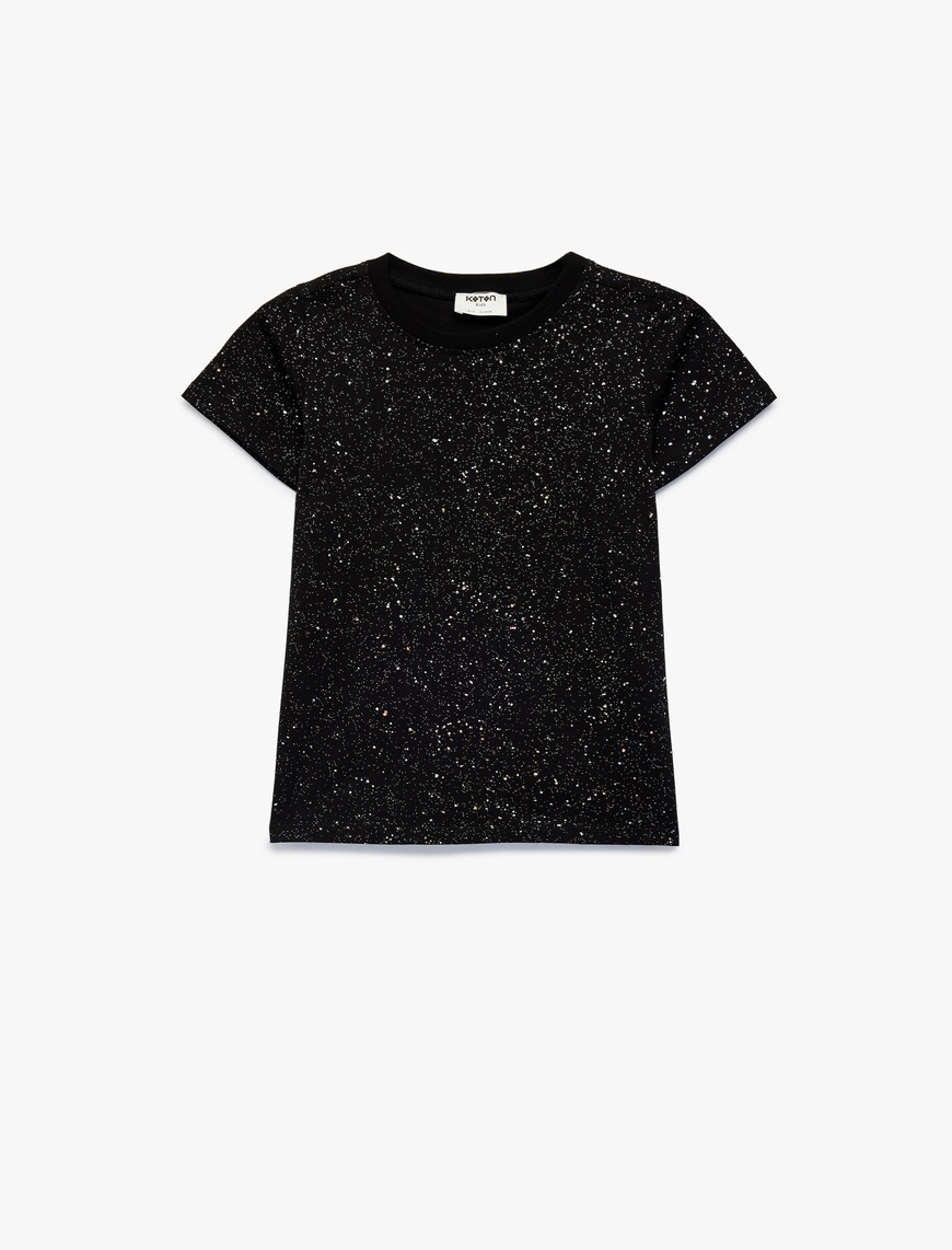 Koton Sim Detaylı Bisiklet Yaka Kısa Kollu Pamuklu T-Shirt