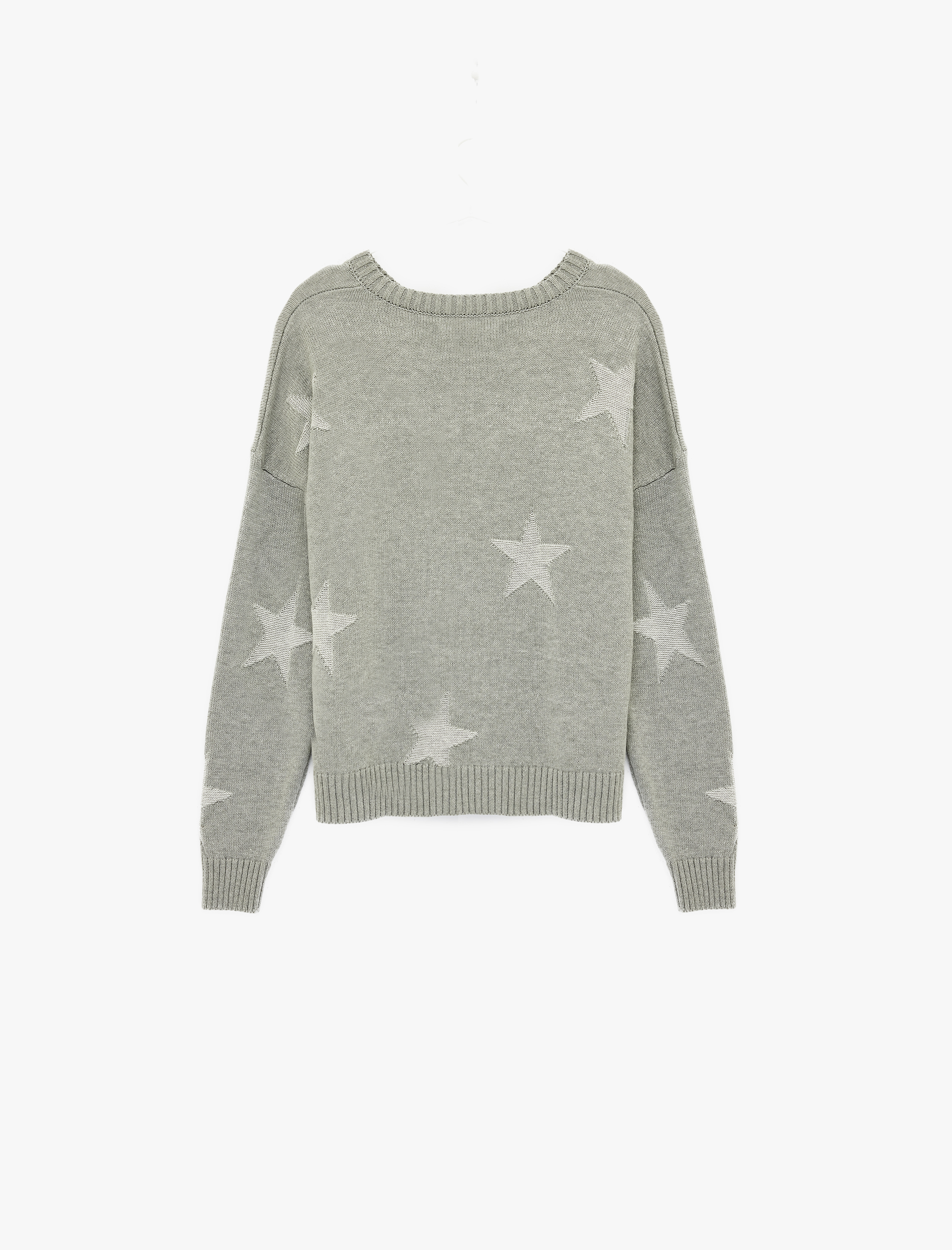   Yıldız Desenli Uzun Kollu Bisiklet Yaka Triko Kazak