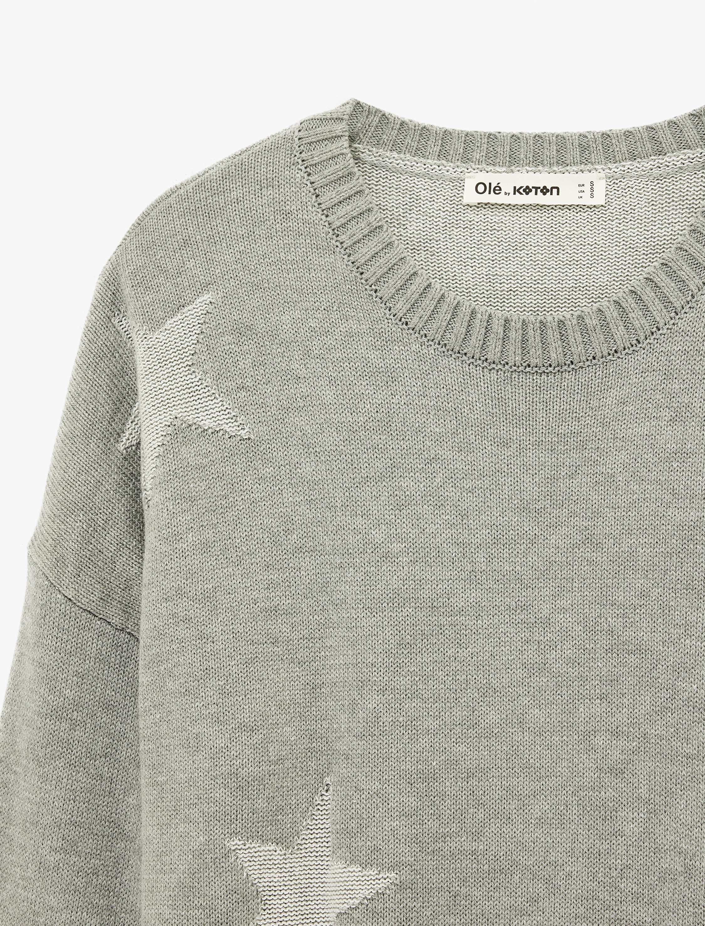   Yıldız Desenli Uzun Kollu Bisiklet Yaka Triko Kazak