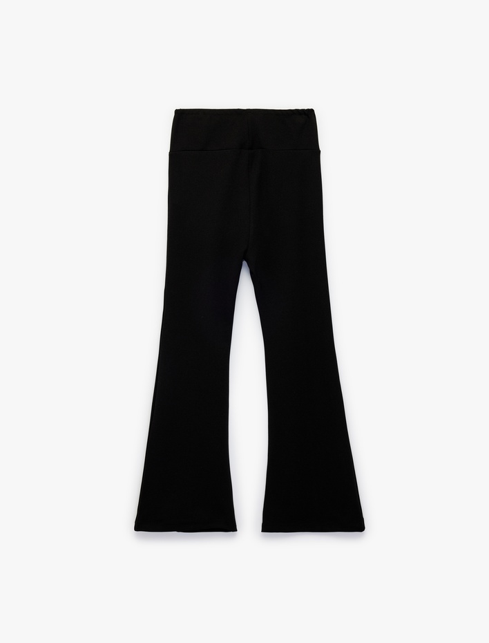 Kız Çocuk Beli Lastikli Viskon Karışımlı Slim Fit İspanyol Paça Tayt