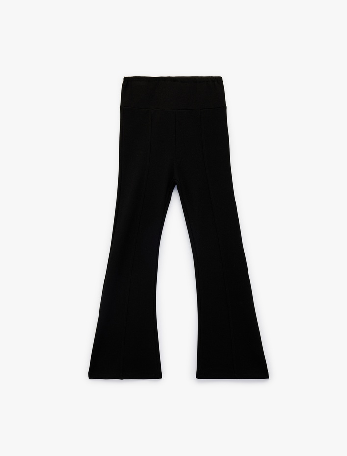 Kız Çocuk Beli Lastikli Viskon Karışımlı Slim Fit İspanyol Paça Tayt