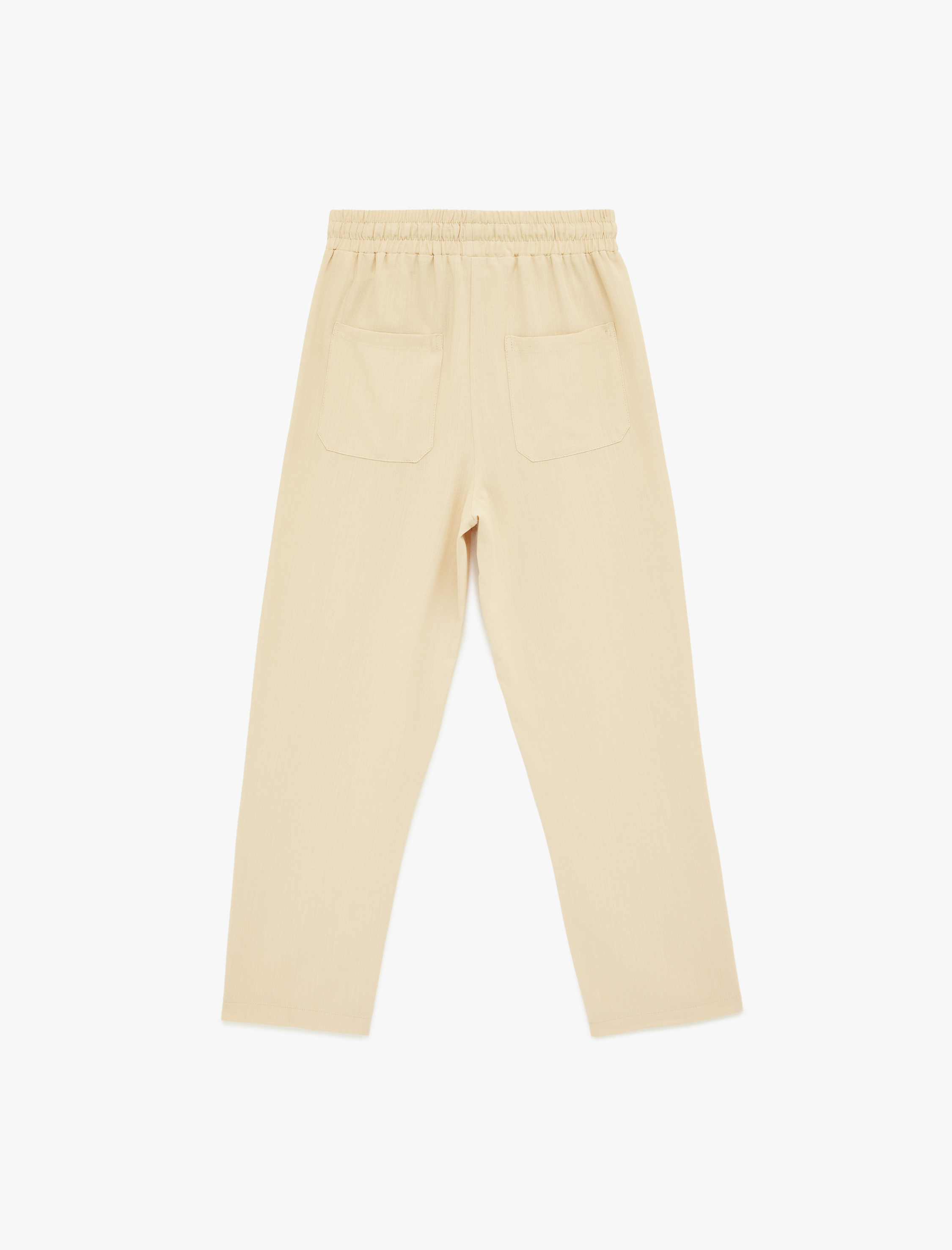   Keten Görünümlü Beli Bağcıklı Cepli Havuç Pantolon