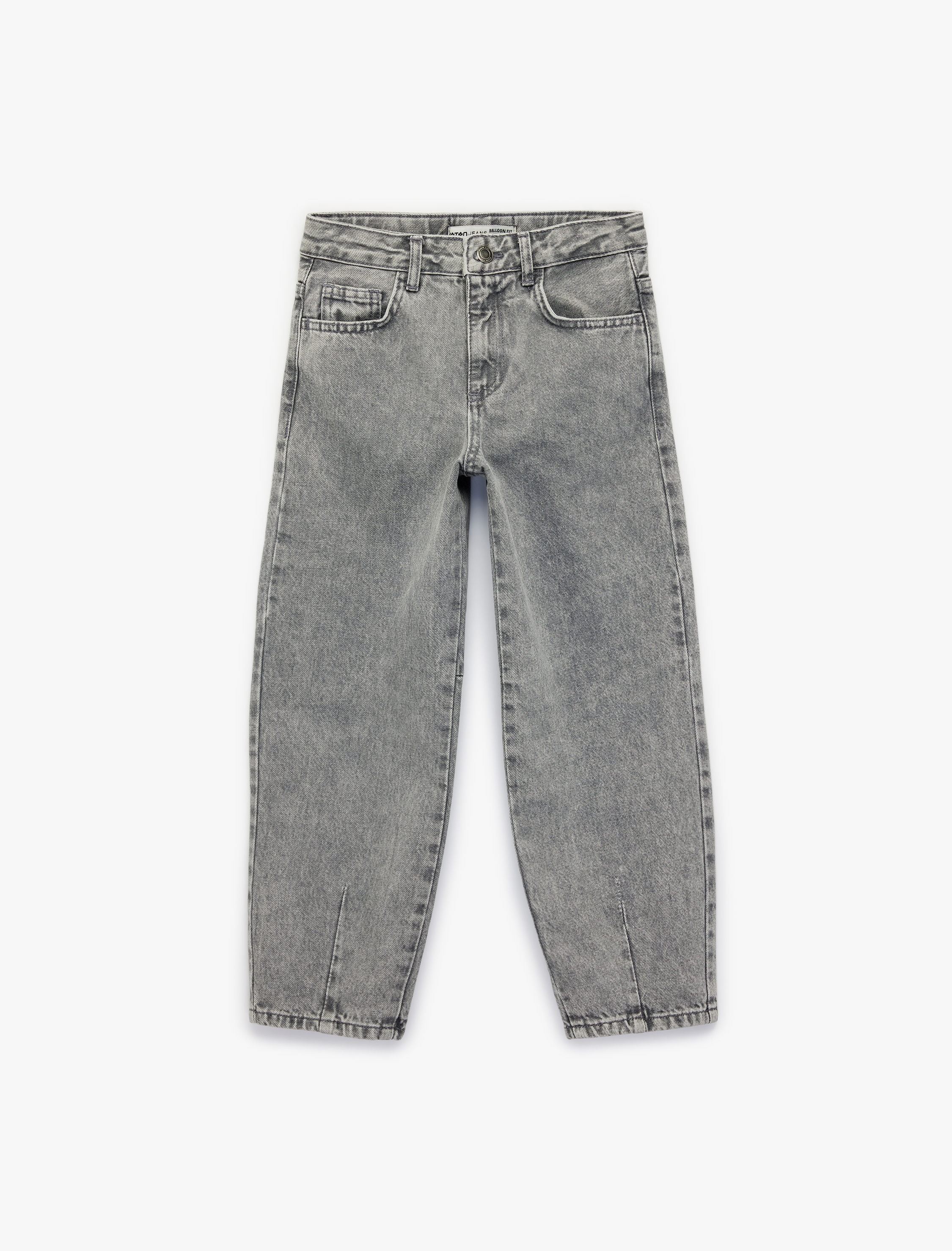  Kız Çocuk Pamuklu Cepli Balon Form Denim Pantolon