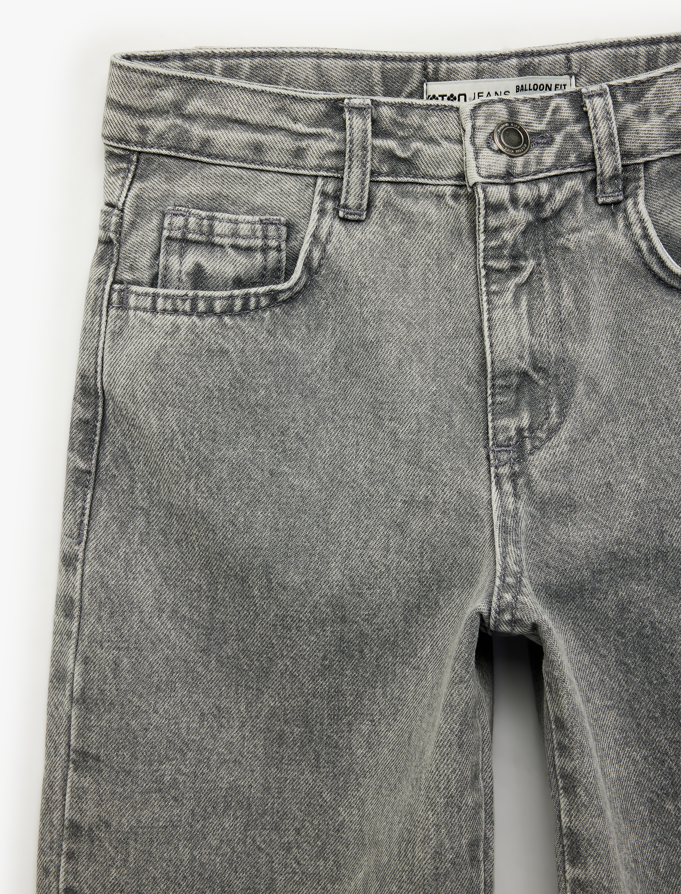  Kız Çocuk Pamuklu Cepli Balon Form Denim Pantolon