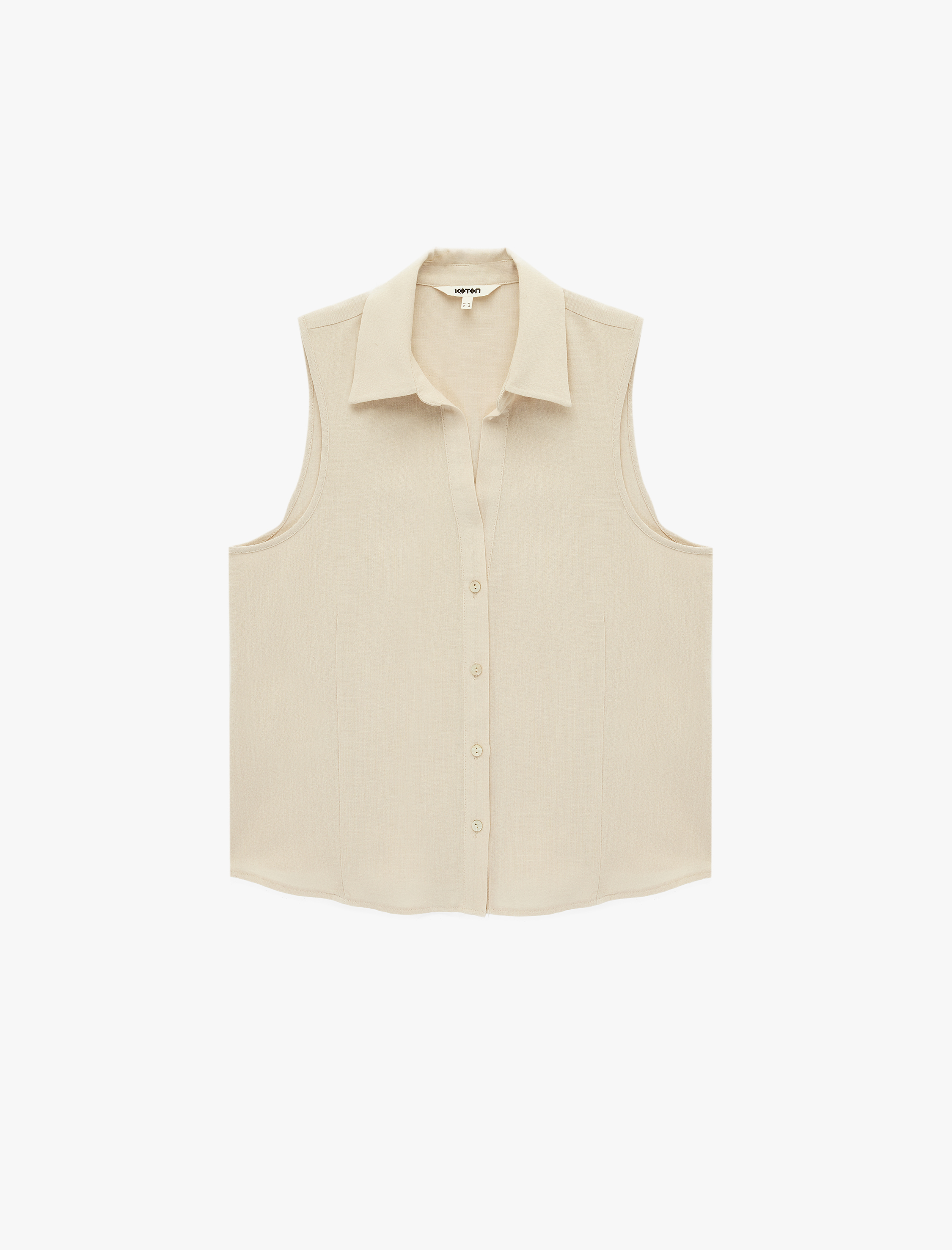   Keten Görünümlü Düğmeli Kolsuz Gömlek