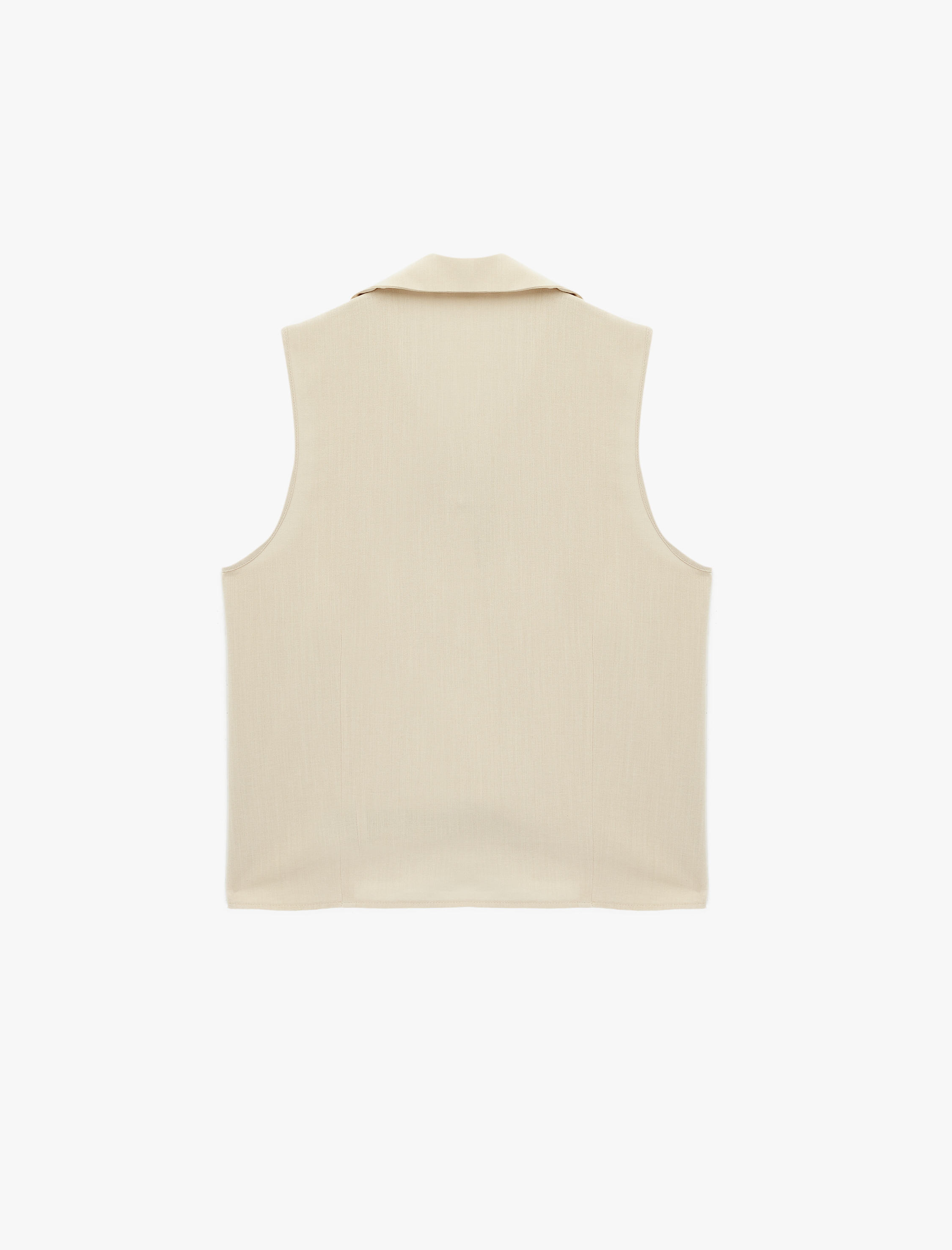   Keten Görünümlü Düğmeli Kolsuz Gömlek