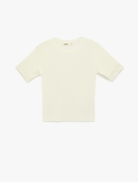 Viskon Kumaş Slim Fit Kısa Kollu Bisiklet Yaka Tişört