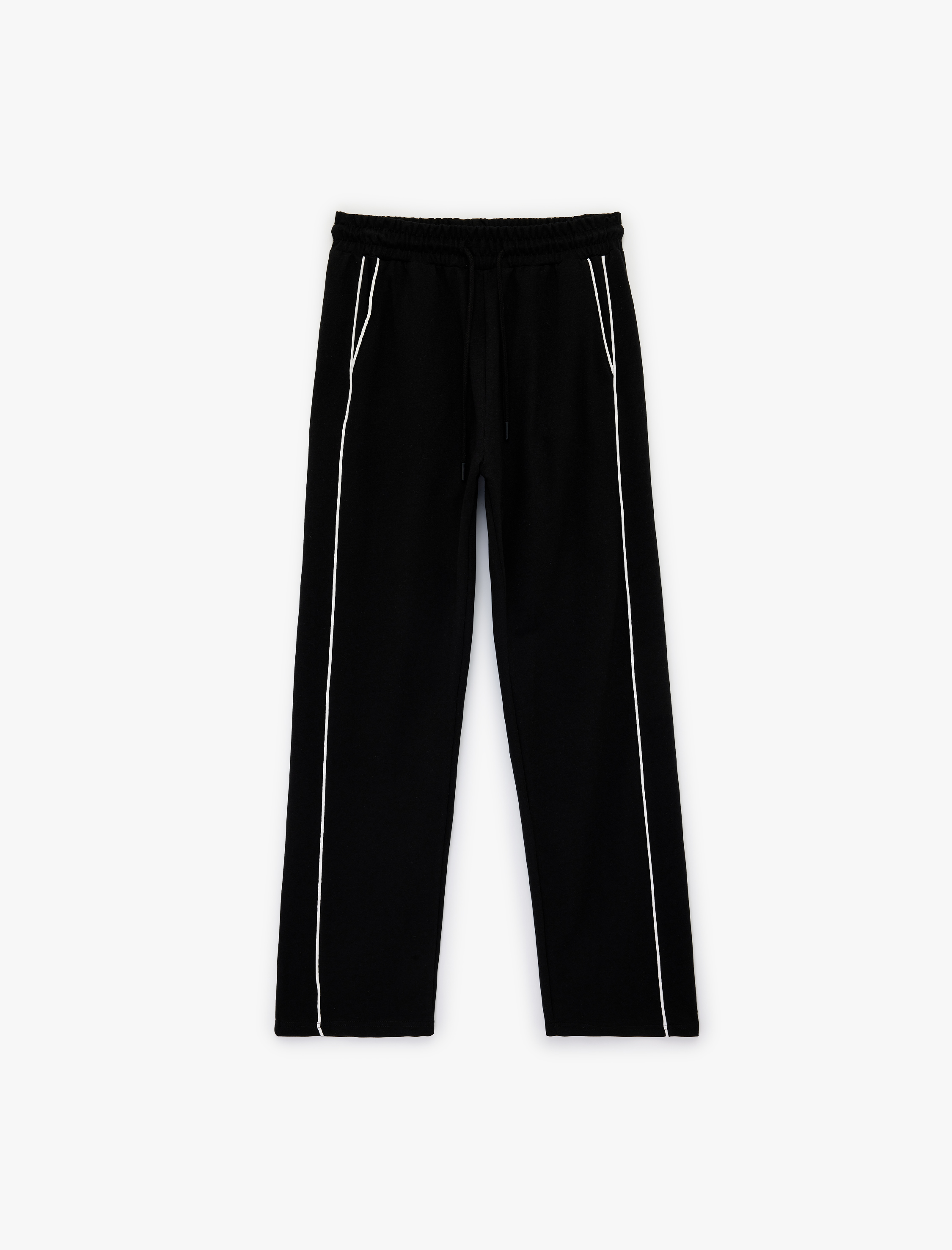   Yüksek Bel Cepli Biyeli Spor Oversize Geniş Paça Eşofman Altı