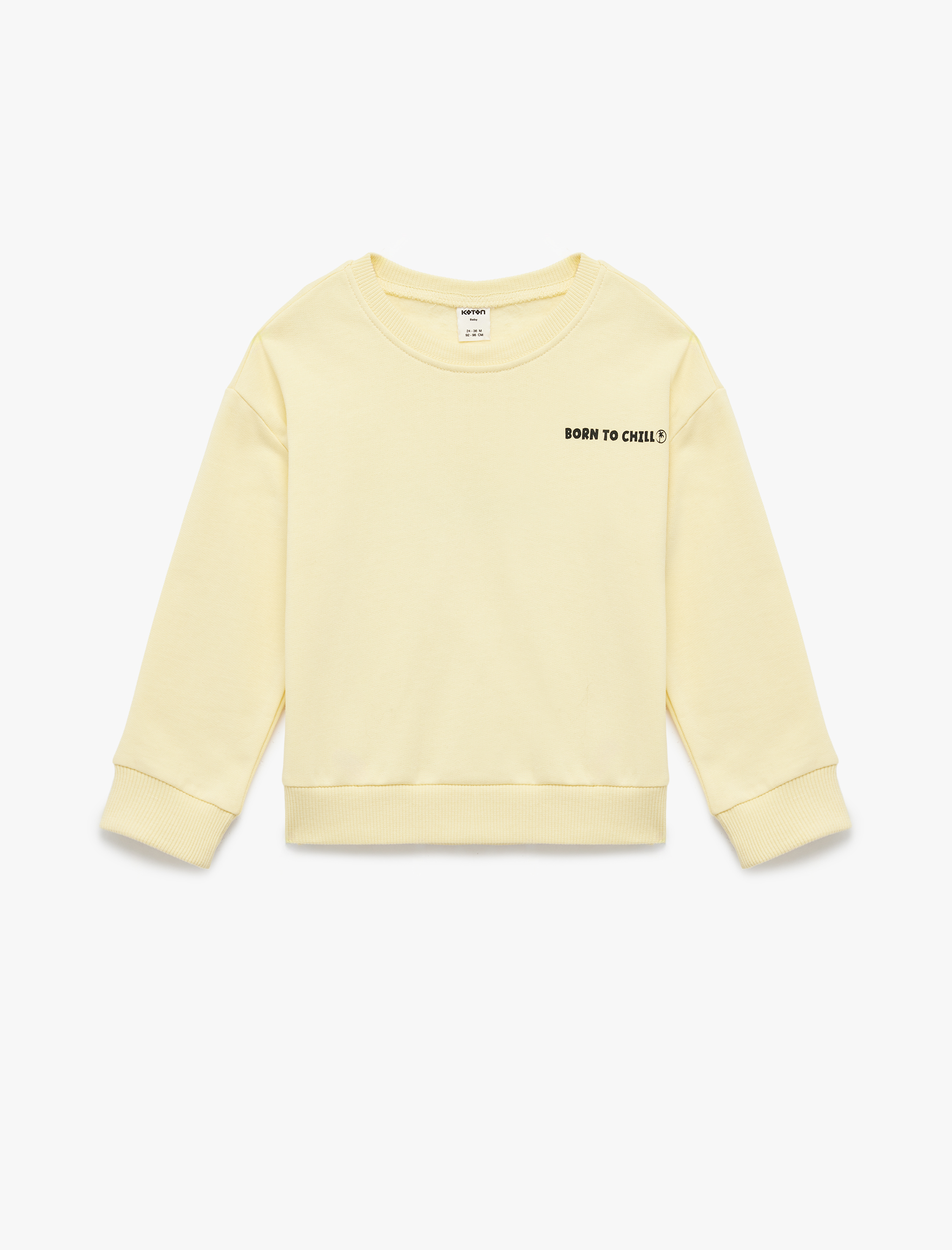  Erkek Bebek Pamuklu Uzun Kollu Bisiklet Yaka Baskılı Sweatshirt