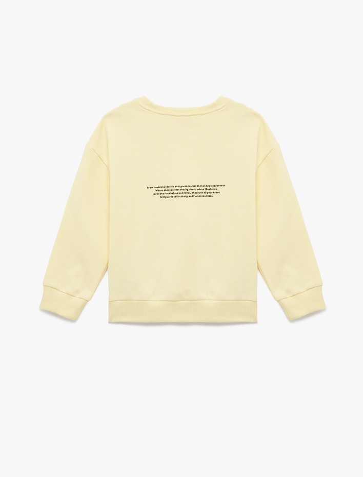 Erkek Bebek Pamuklu Uzun Kollu Bisiklet Yaka Baskılı Sweatshirt