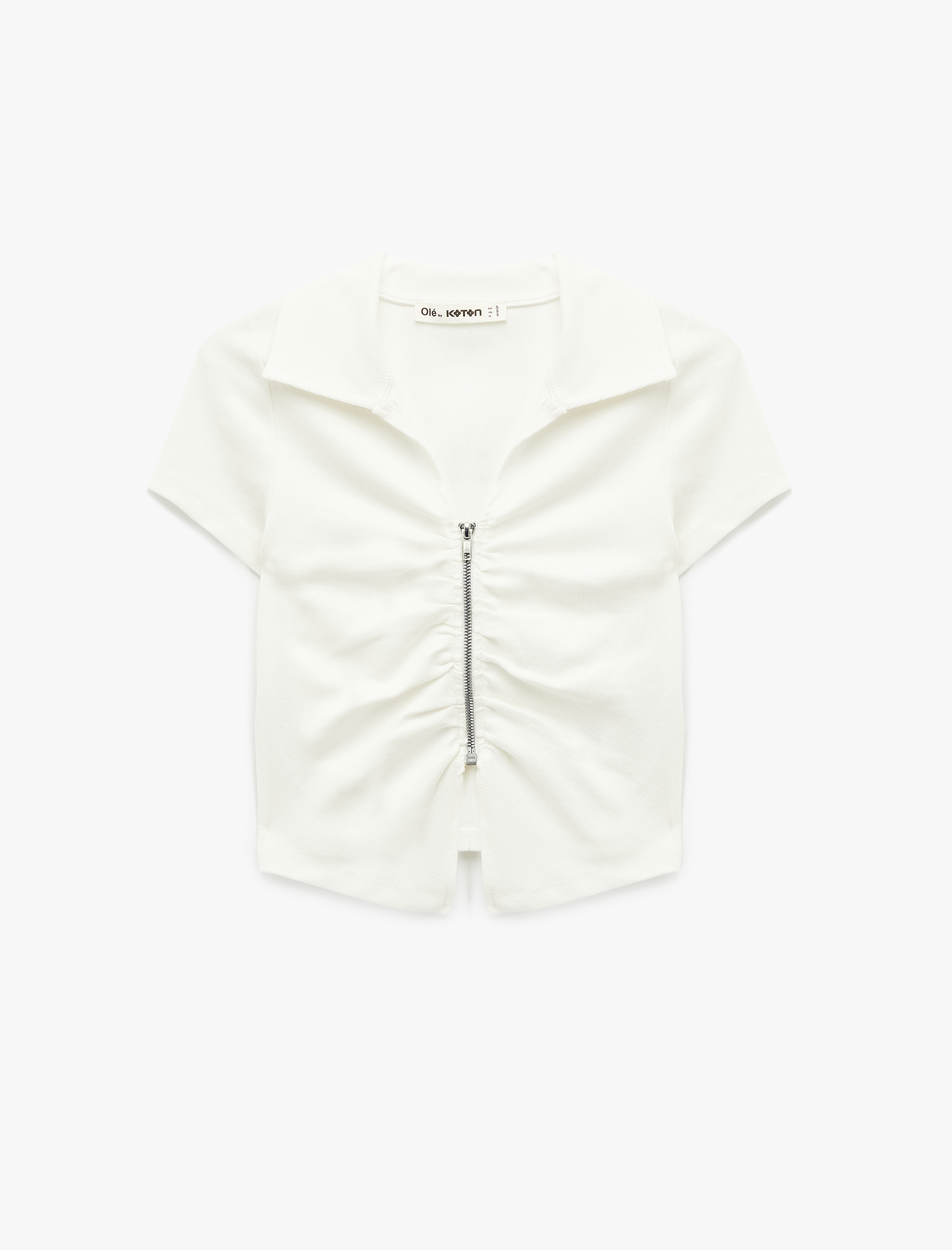   Slim Fit Kısa Kollu Klasik Yaka Fermuar Detaylı Tişört