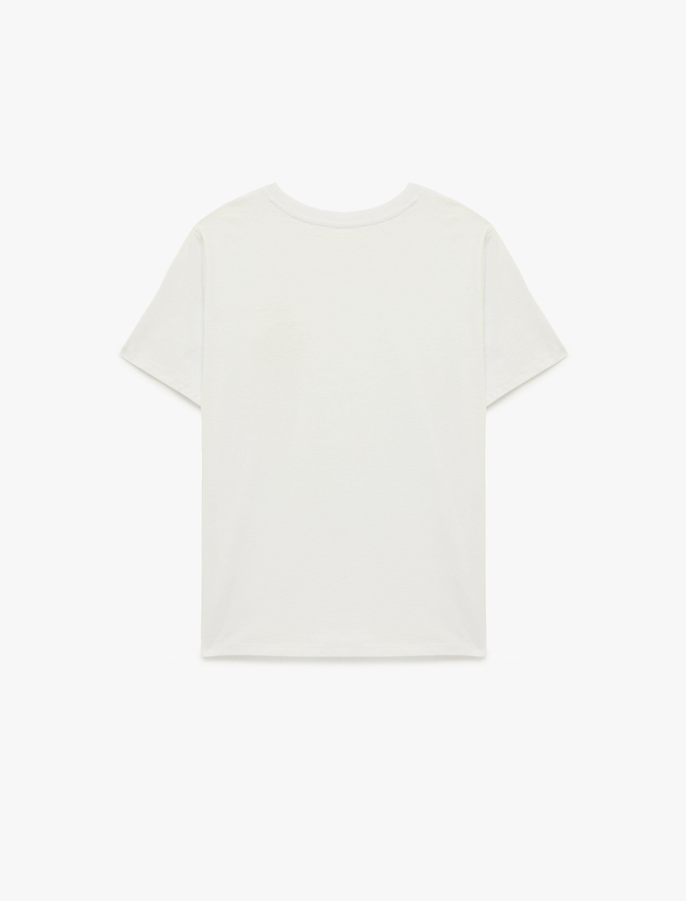   Pamuklu Kısa Kollu Bisiklet Yaka Ramen Baskı Detaylı Tişört