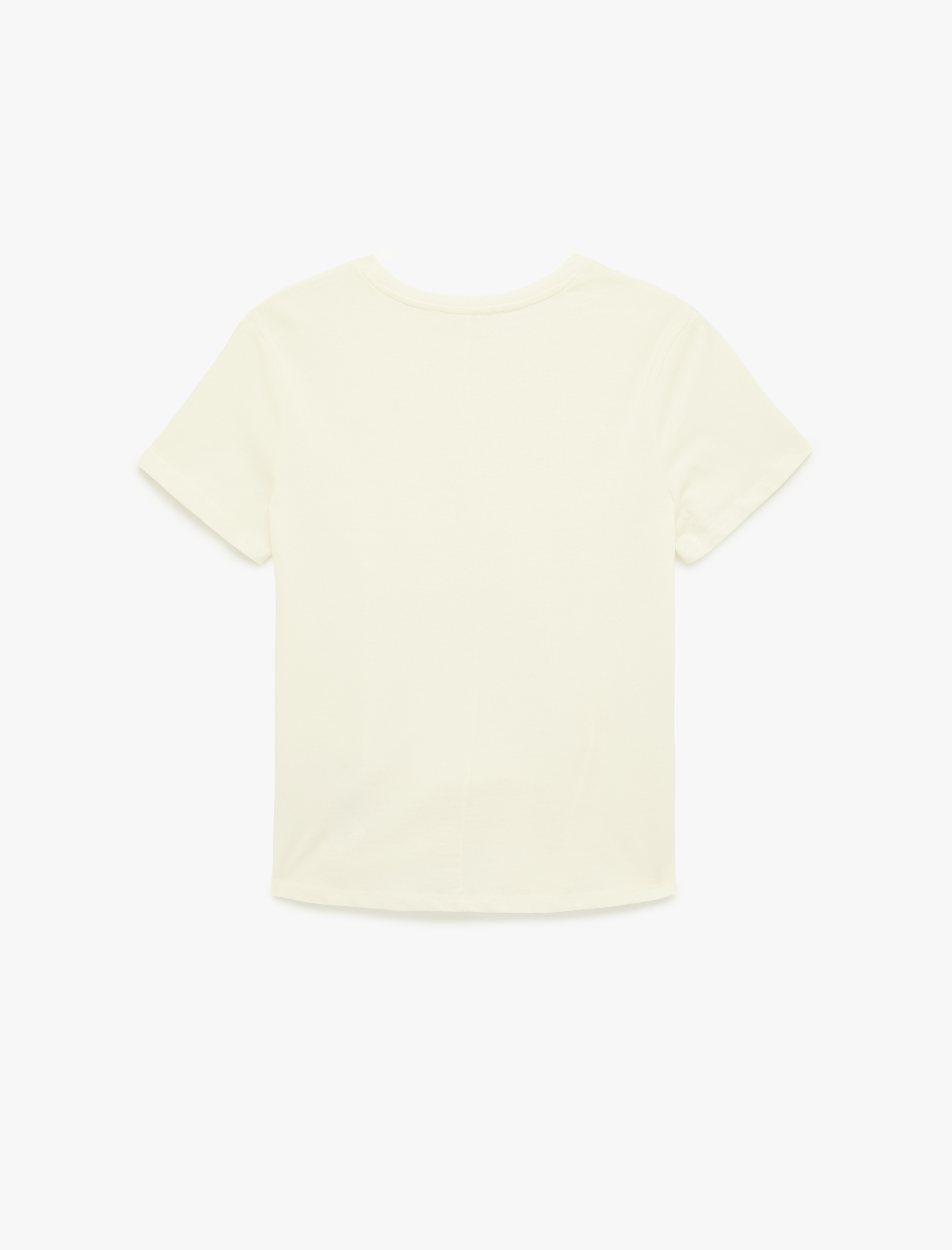   Metal Aksesuarlı Bisiklet Yaka Kısa Kollu Pamuklu Tişört