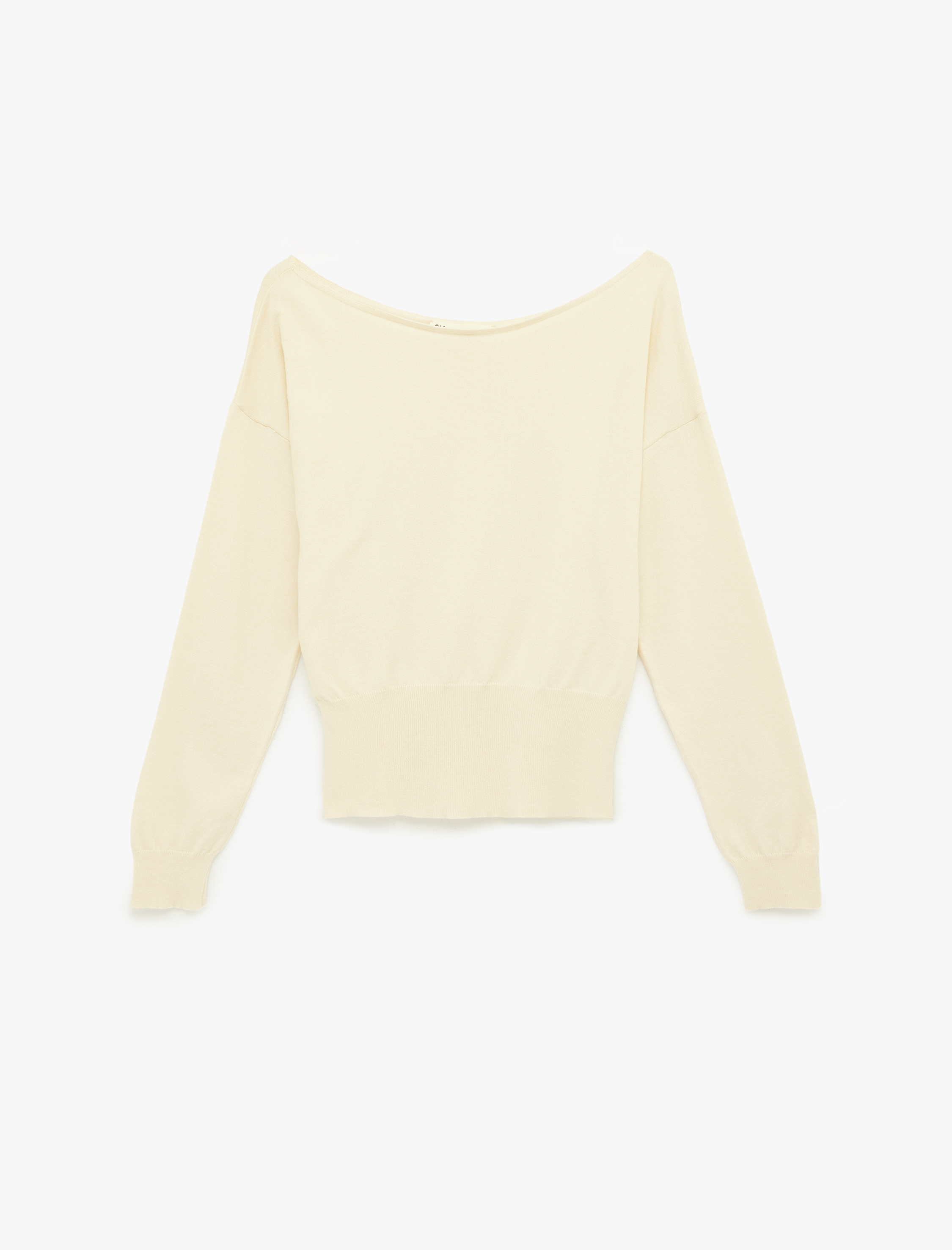   Viskon Karışımlı Uzun Kollu Kayık Yaka Kazak