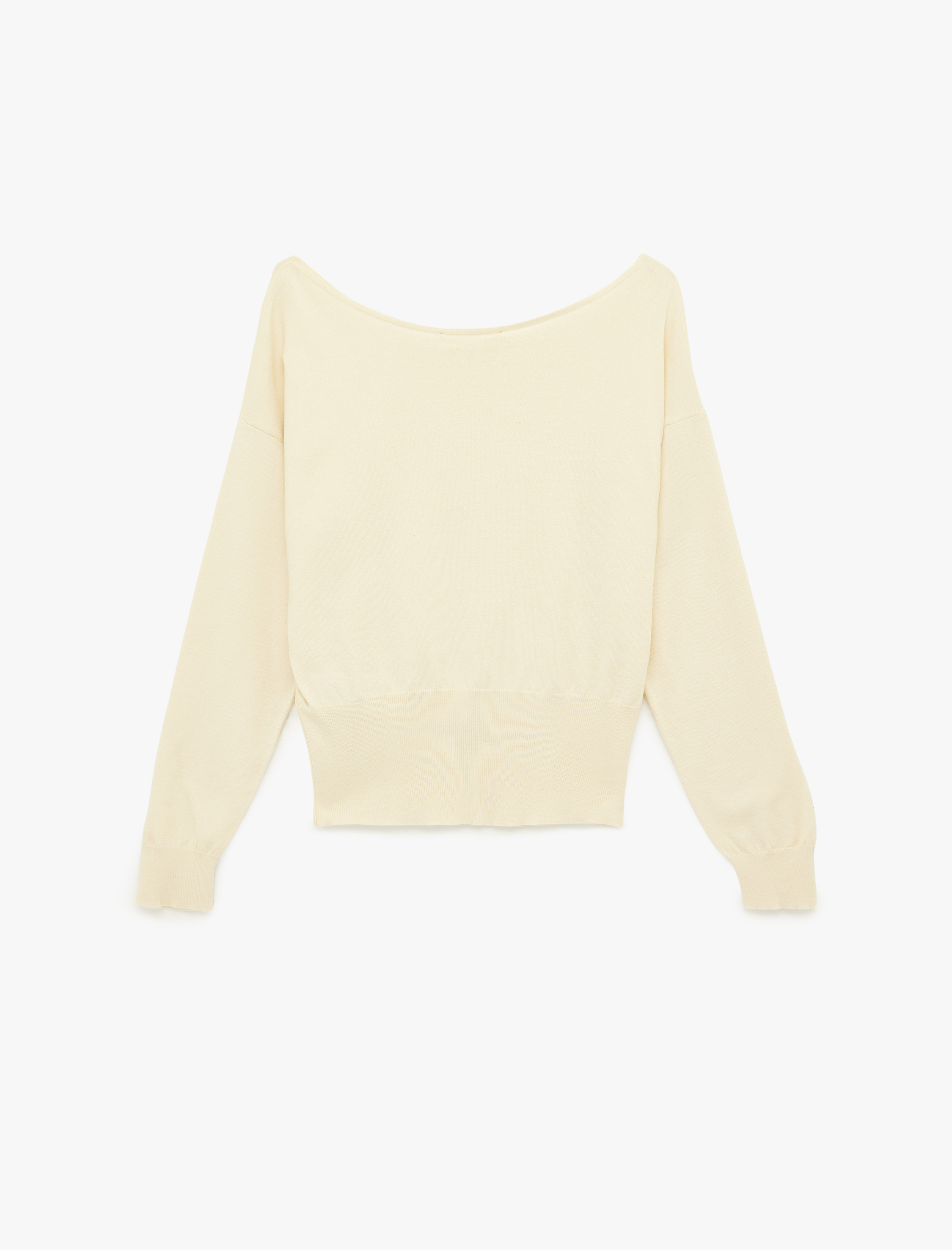   Viskon Karışımlı Uzun Kollu Kayık Yaka Kazak