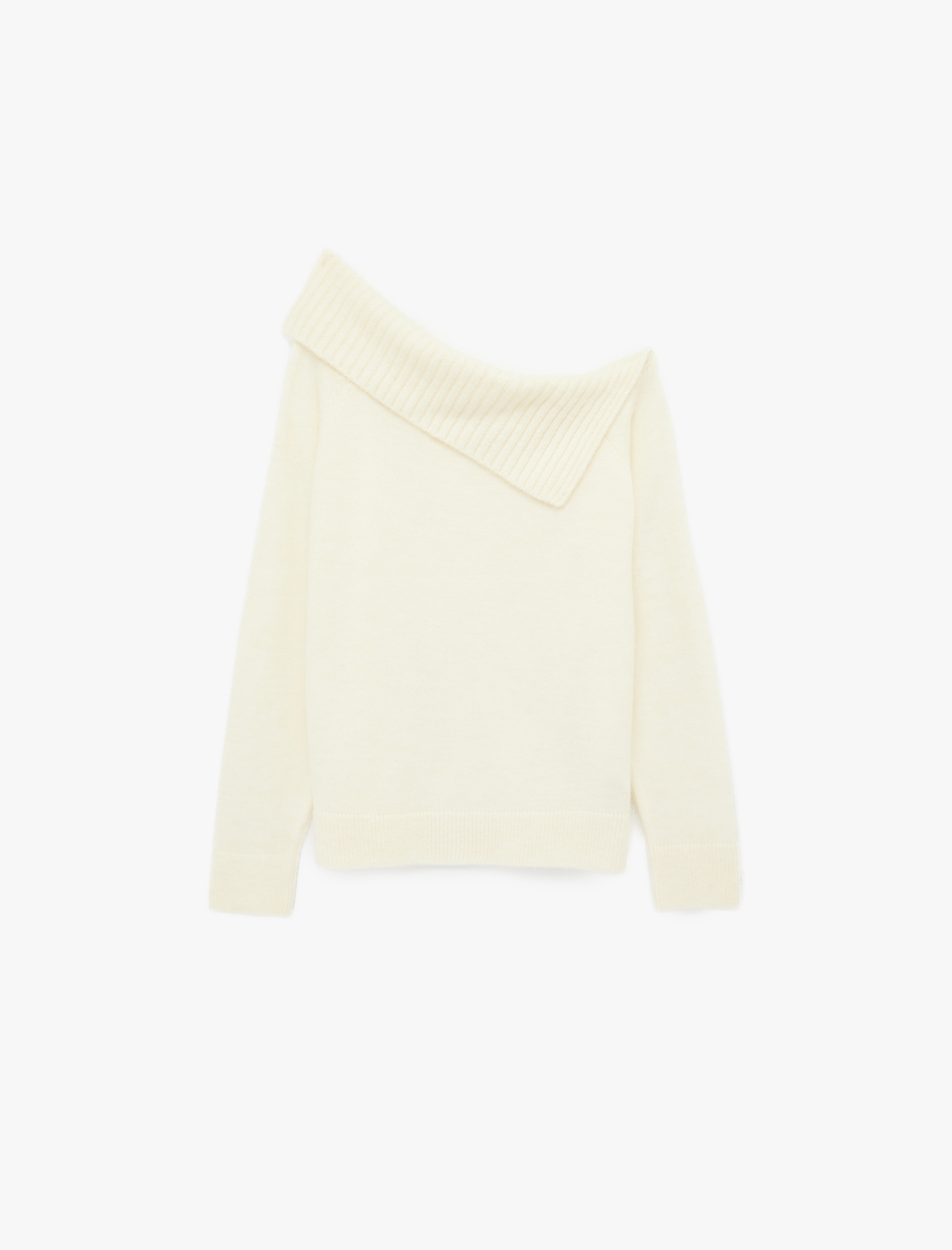   Dar Kesim Uzun Kollu Kayık Yaka Triko Omzu Açık Kazak