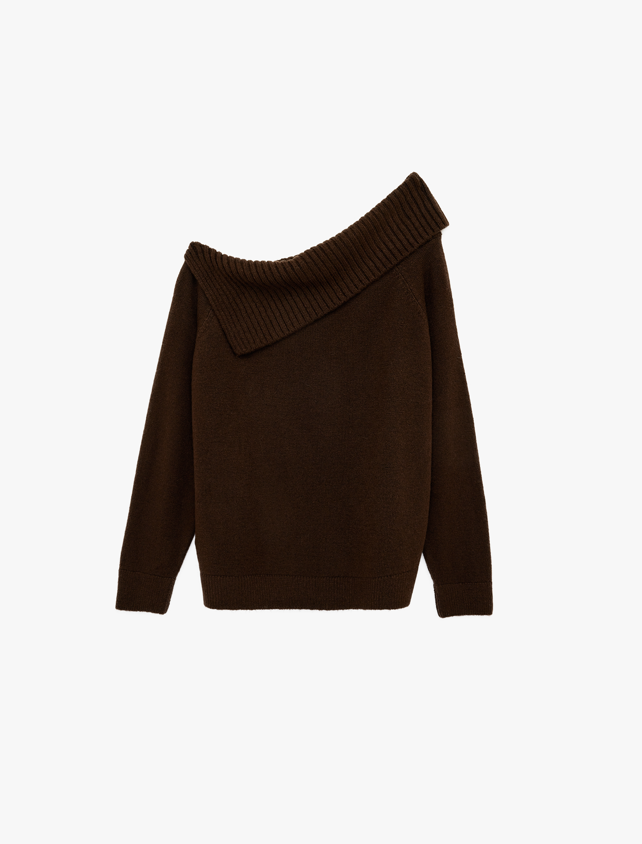   Dar Kesim Uzun Kollu Kayık Yaka Triko Omzu Açık Kazak