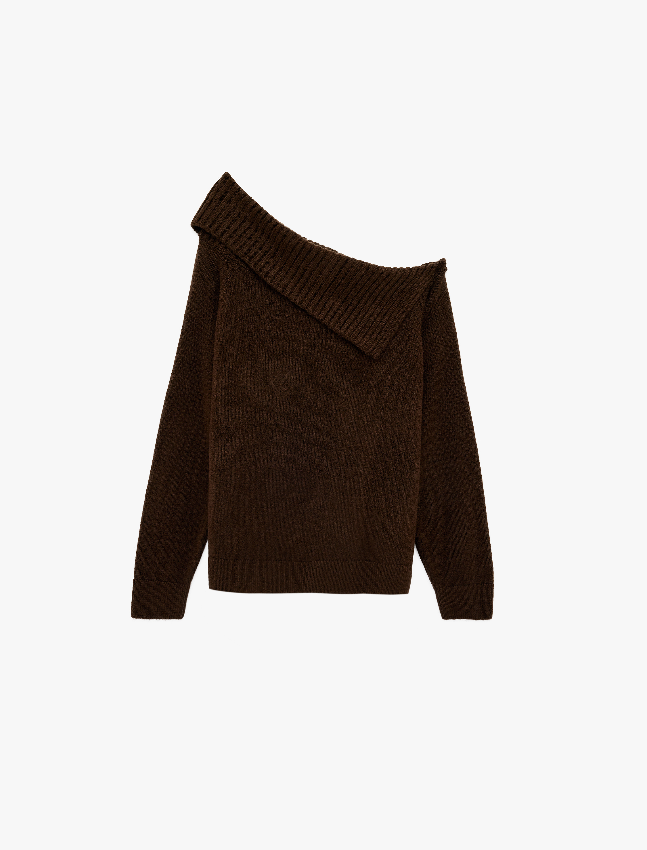   Dar Kesim Uzun Kollu Kayık Yaka Triko Omzu Açık Kazak