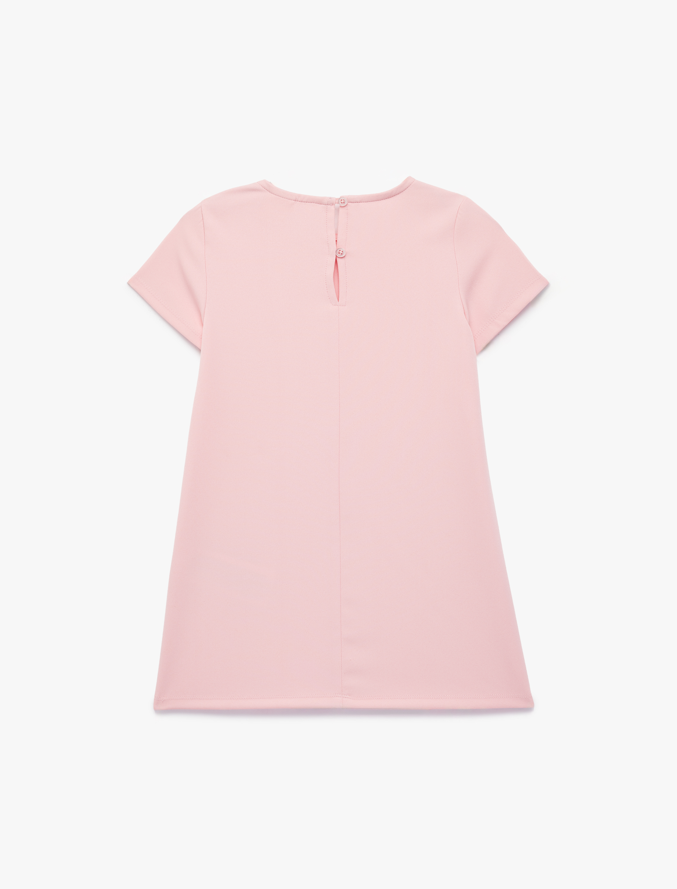  Kız Bebek Kurdele Detaylı Kısa Kollu Bisiklet Yaka Elbise