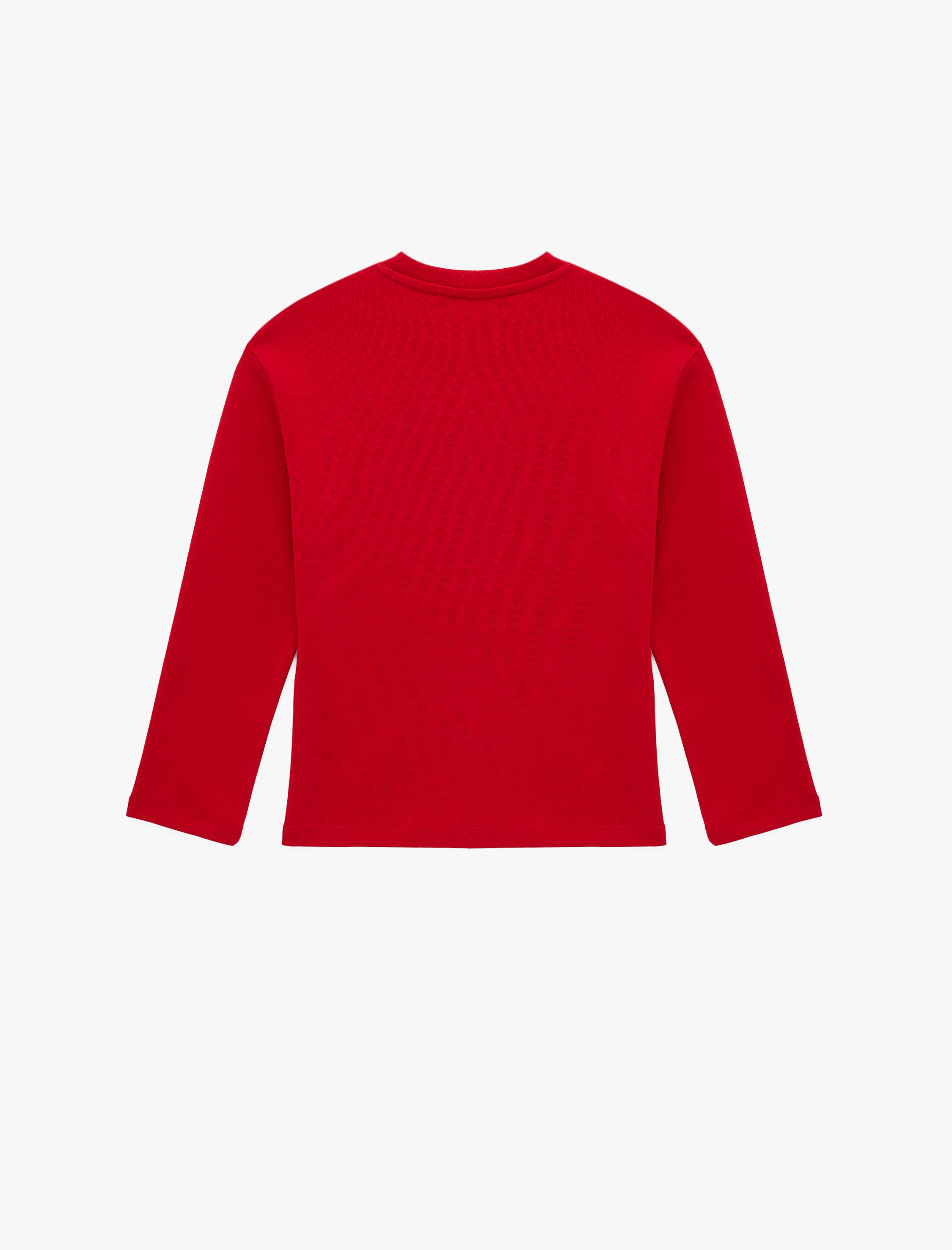  Kız Çocuk Bisiklet Yaka Pamuklu Kedi Baskılı Uzun Kollu Tişört