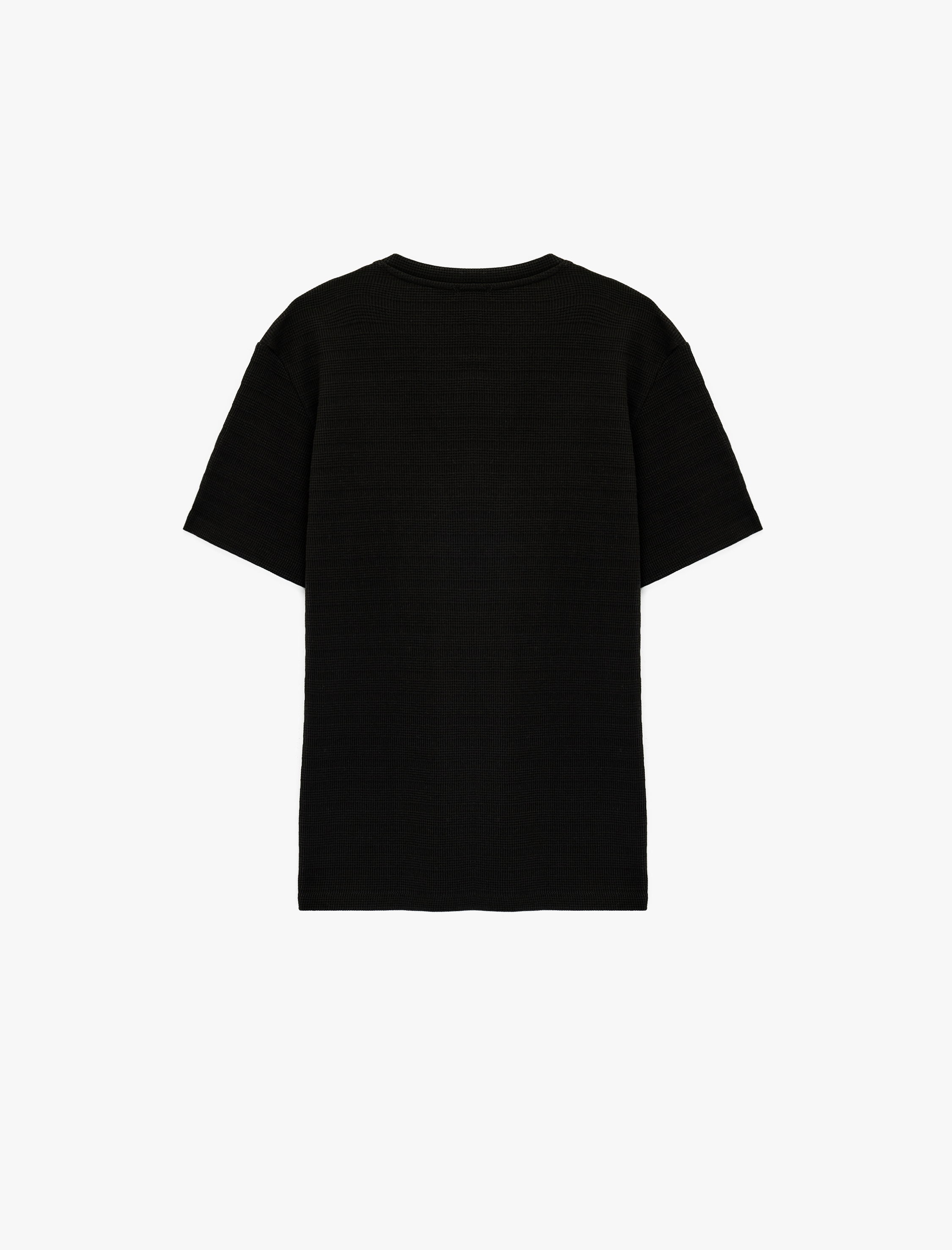   Kısa Kollu Dokulu Bisiklet Yaka Pamuklu Slim Fit Tişört