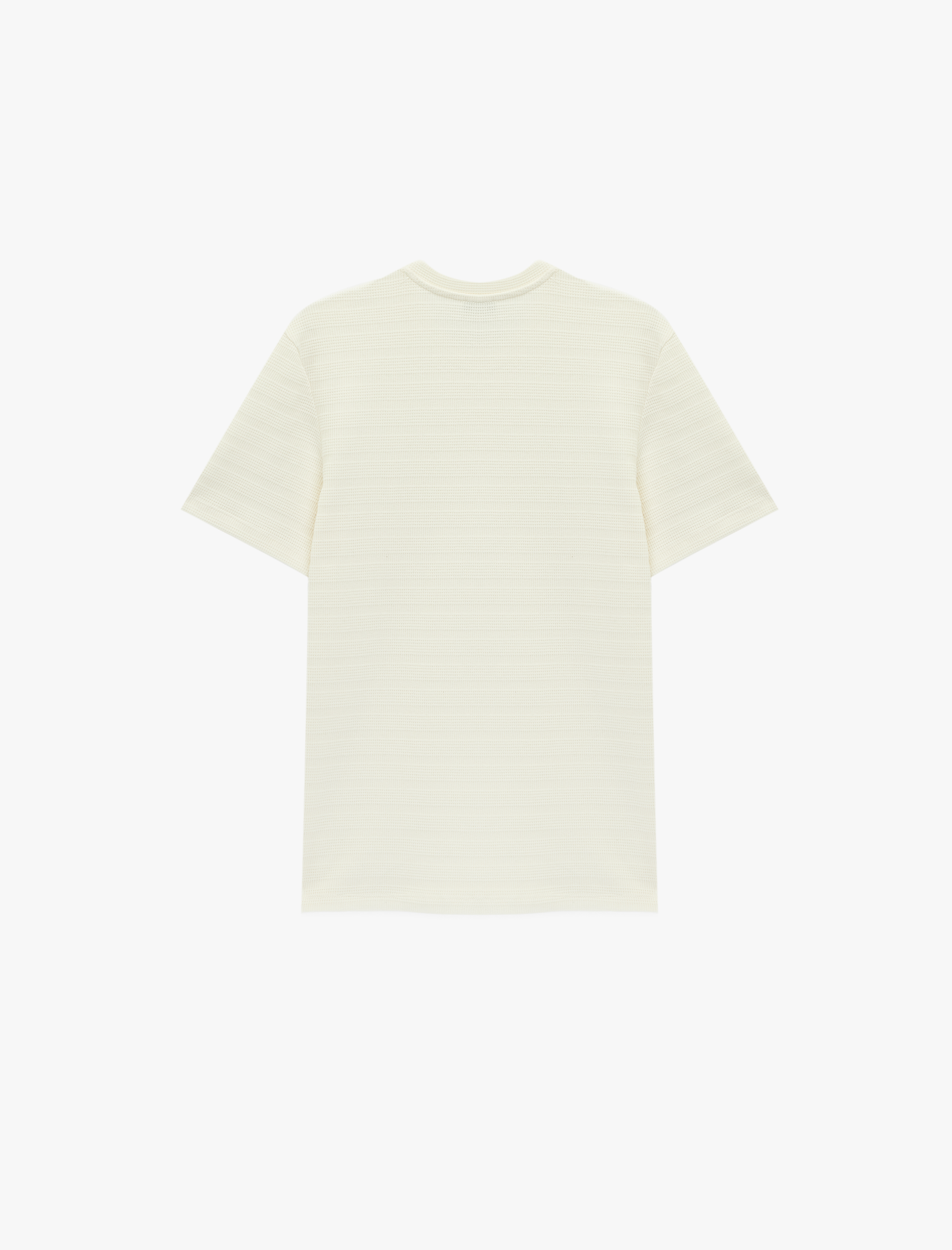   Kısa Kollu Dokulu Bisiklet Yaka Pamuklu Slim Fit Tişört