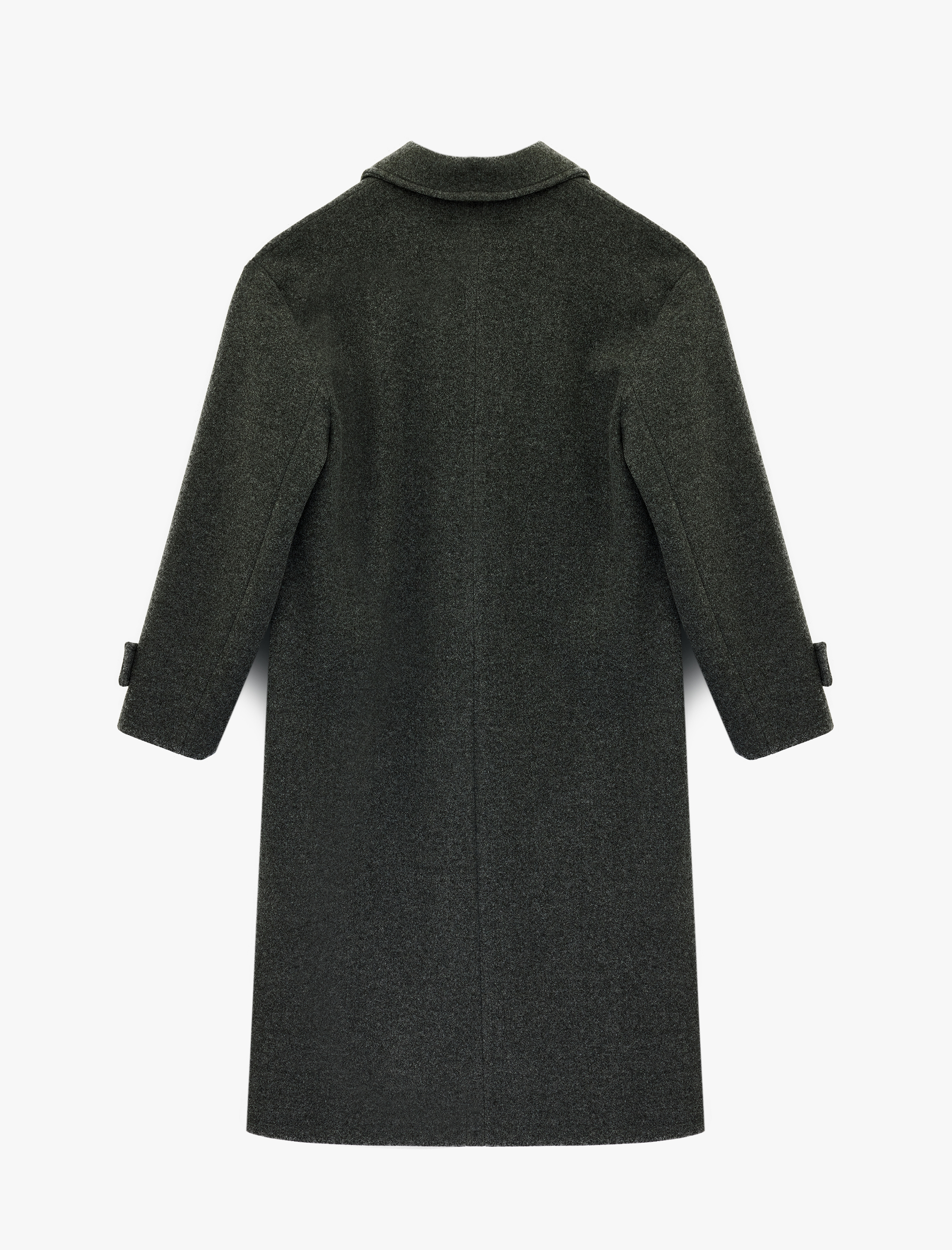   Uzun Kollu Düğmeli Cepli Kruvaze Uzun Oversize Kaşe Kaban