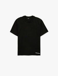 Bisiklet Yaka Rahat Kesim Viskon Karışımlı Kısa Kollu Baskılı Spor Tişört