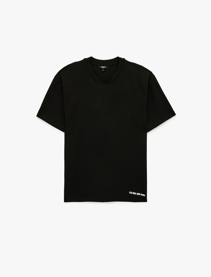  Bisiklet Yaka Rahat Kesim Viskon Karışımlı Kısa Kollu Baskılı Spor Tişört